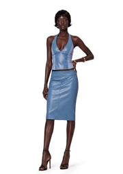 Walker Halter Top & Skirt Patchwork Leather Set