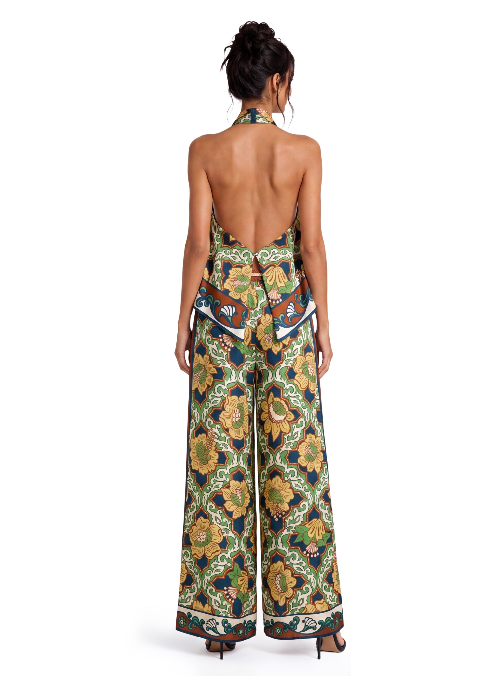Midikleid in A-Linie mit Blumenmuster und Laternenärmeln