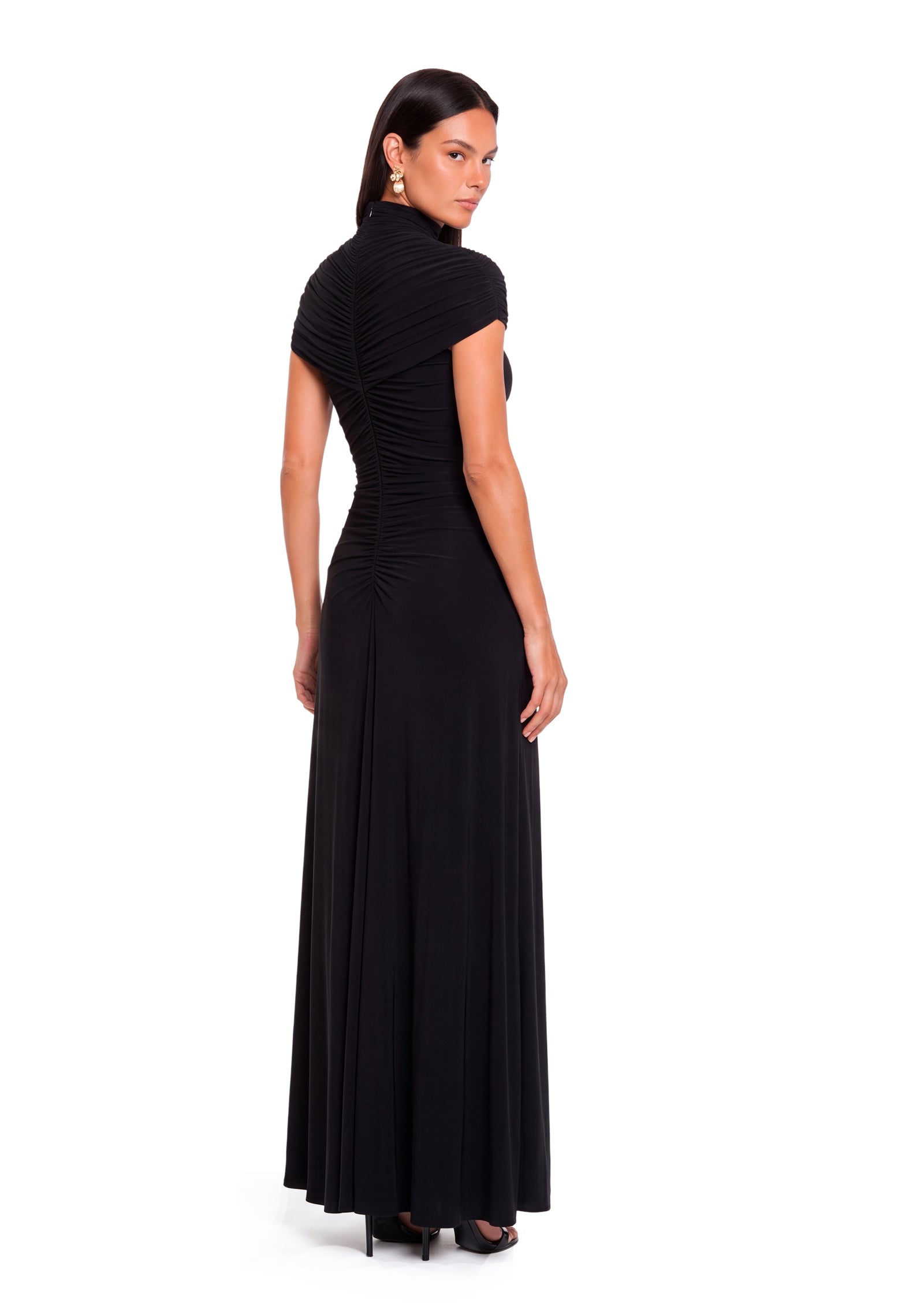 Midikleid in A-Linie mit Blumenmuster und Laternenärmeln