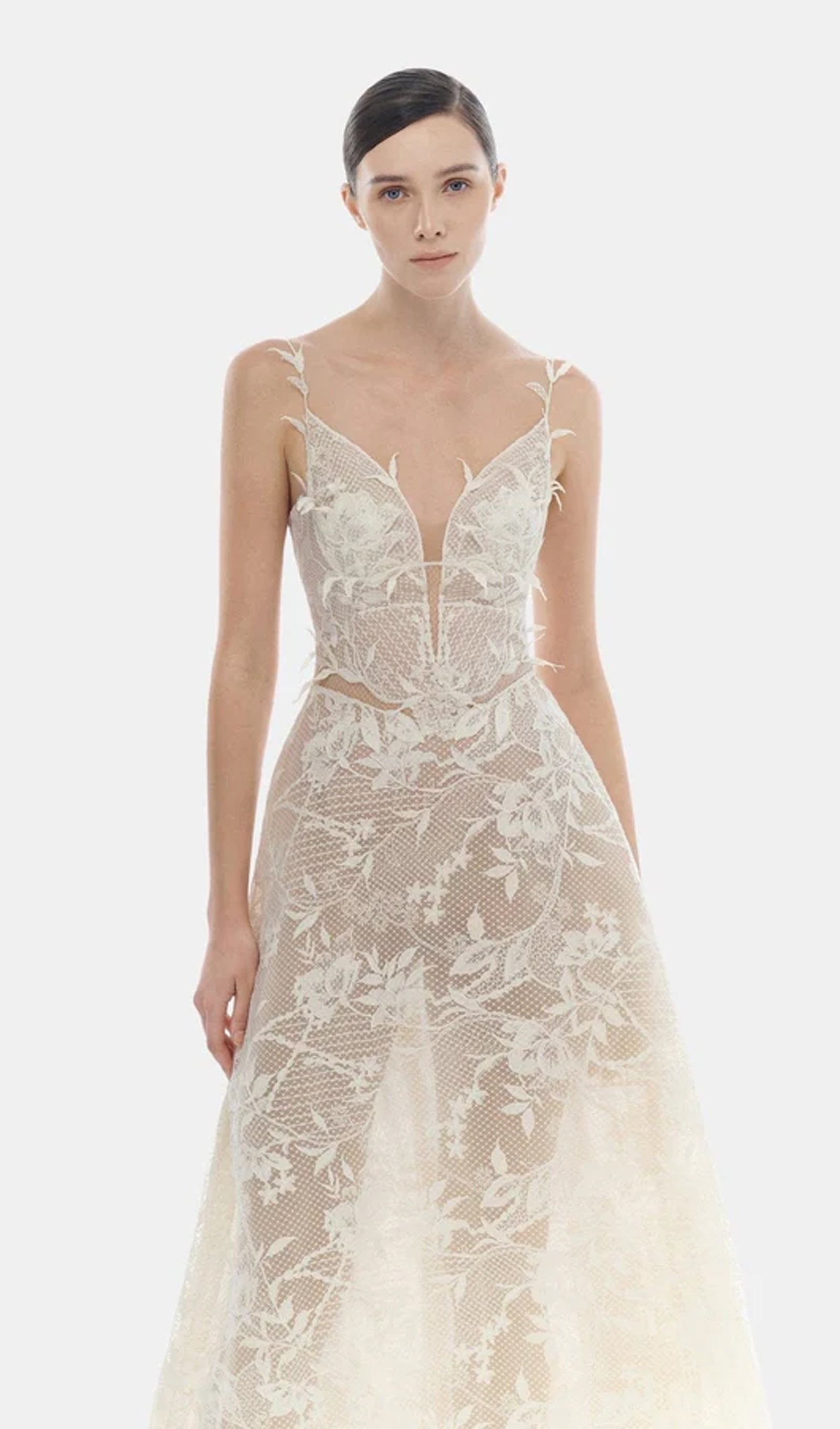 Midikleid in A-Linie mit Blumenmuster und Laternenärmeln