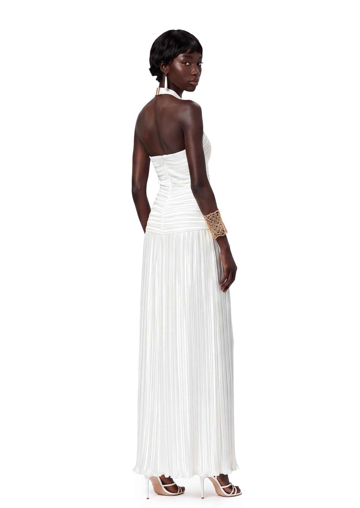Sabeen Satin Halter Neck Maxi Dress
