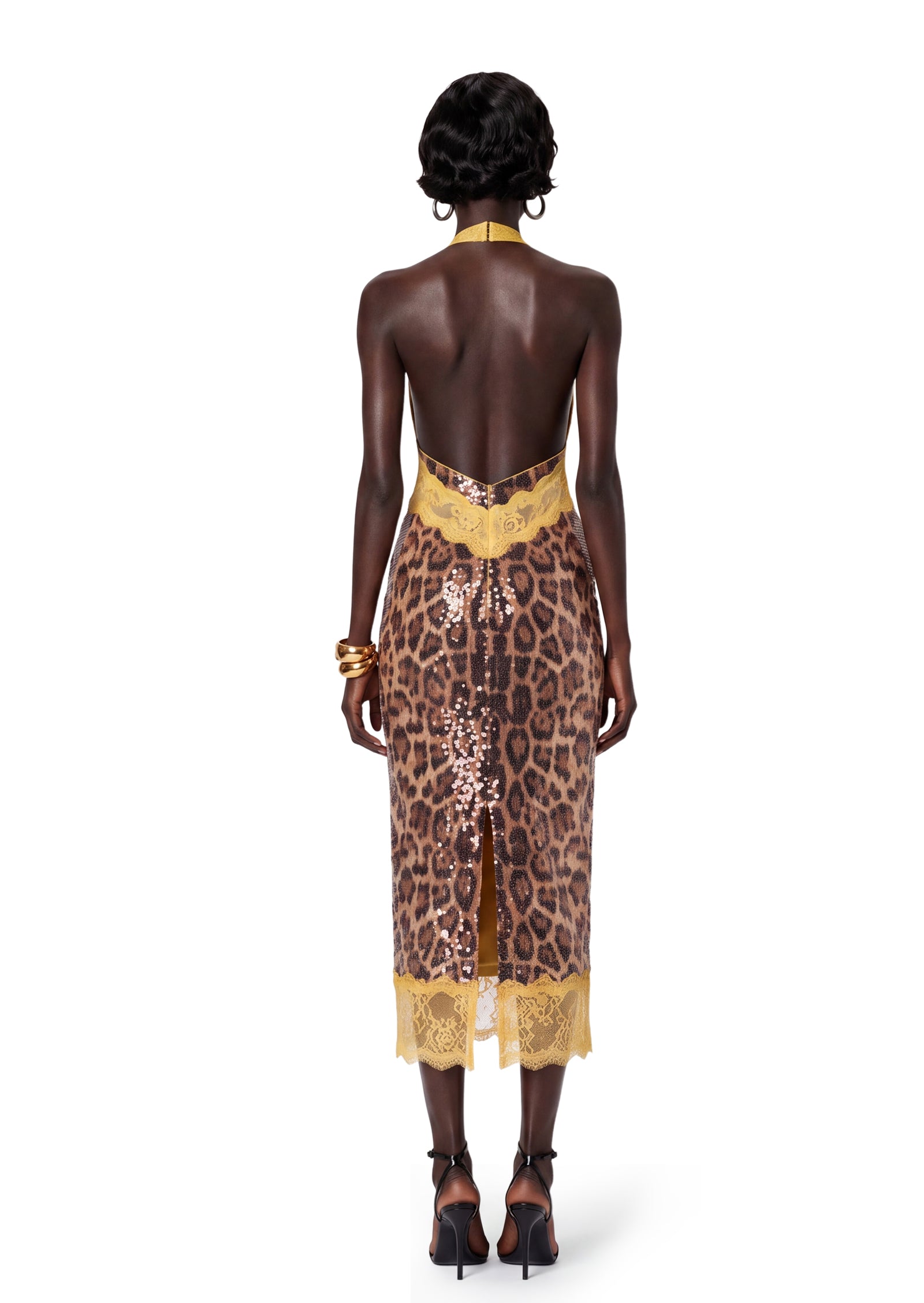 Sachin Halter Neck Midi Dress IN Yellow