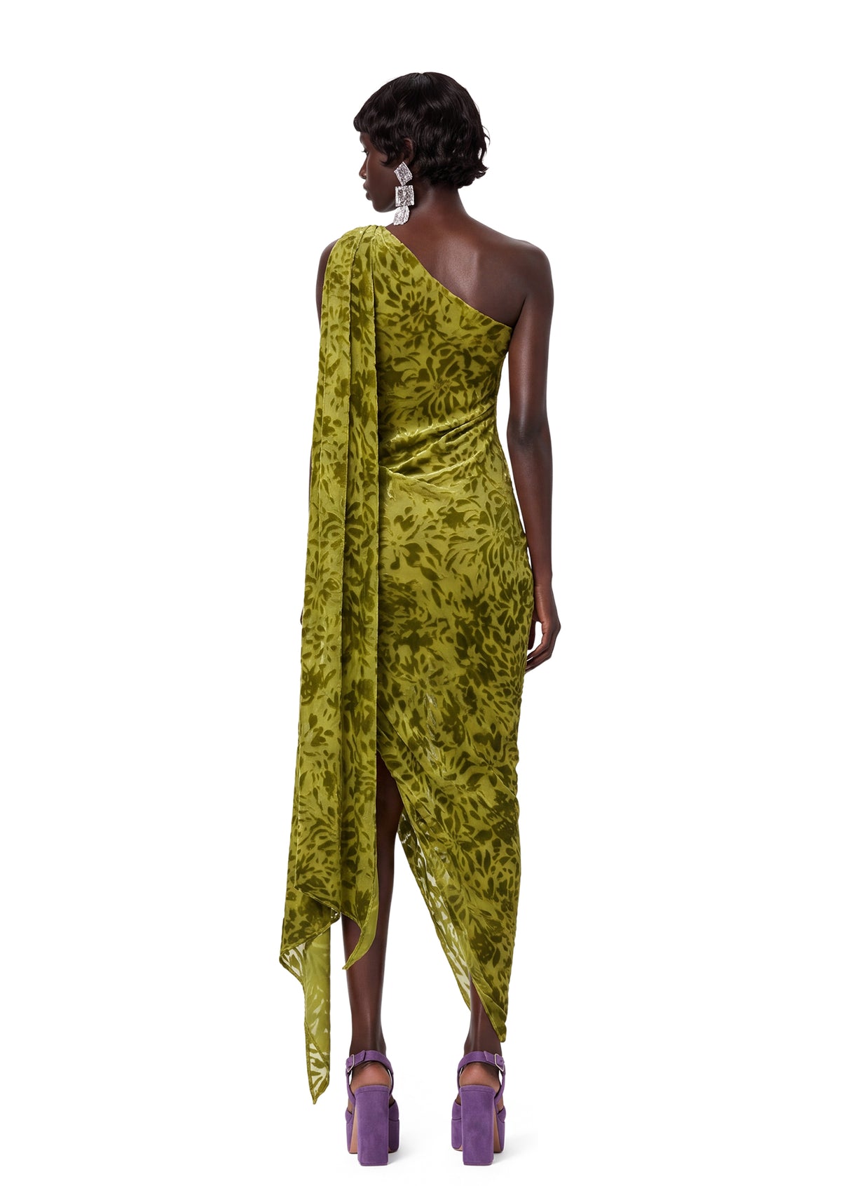 Midikleid in A-Linie mit Blumenmuster und Laternenärmeln