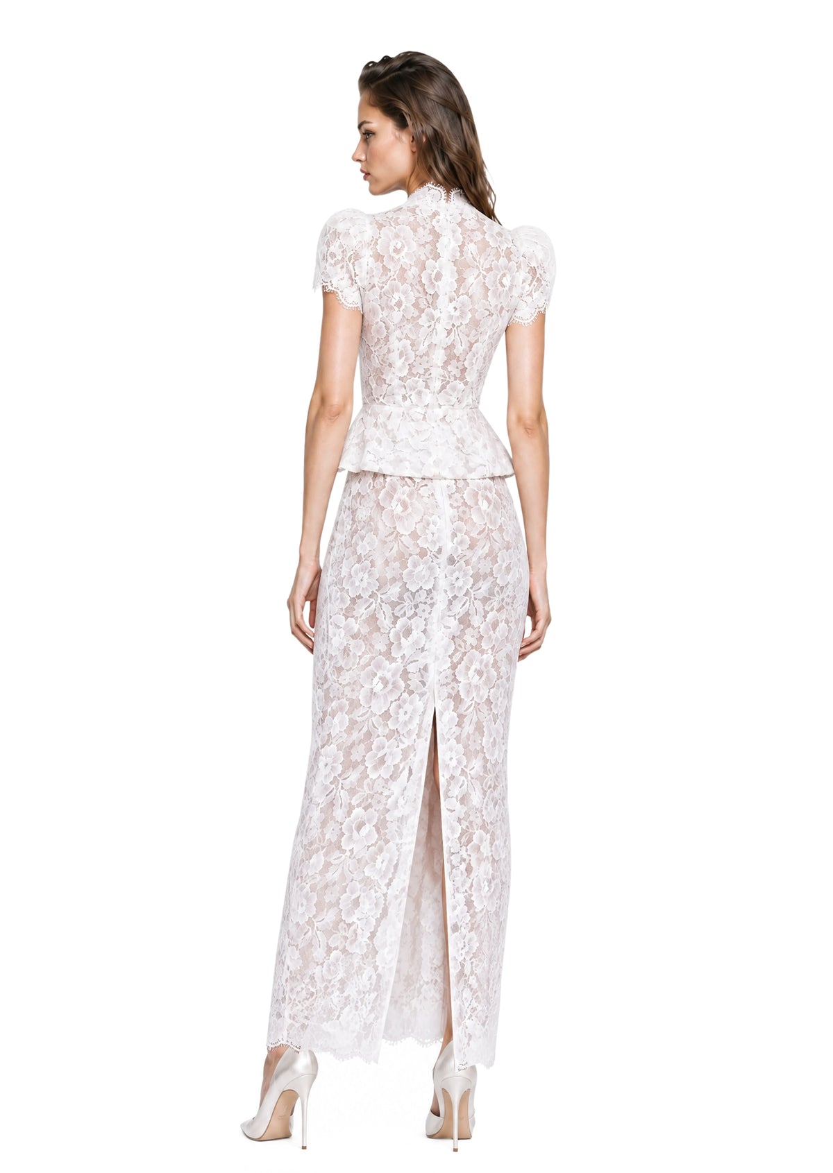 Yarisel Short Sleeved Top & Skirt Lace Set