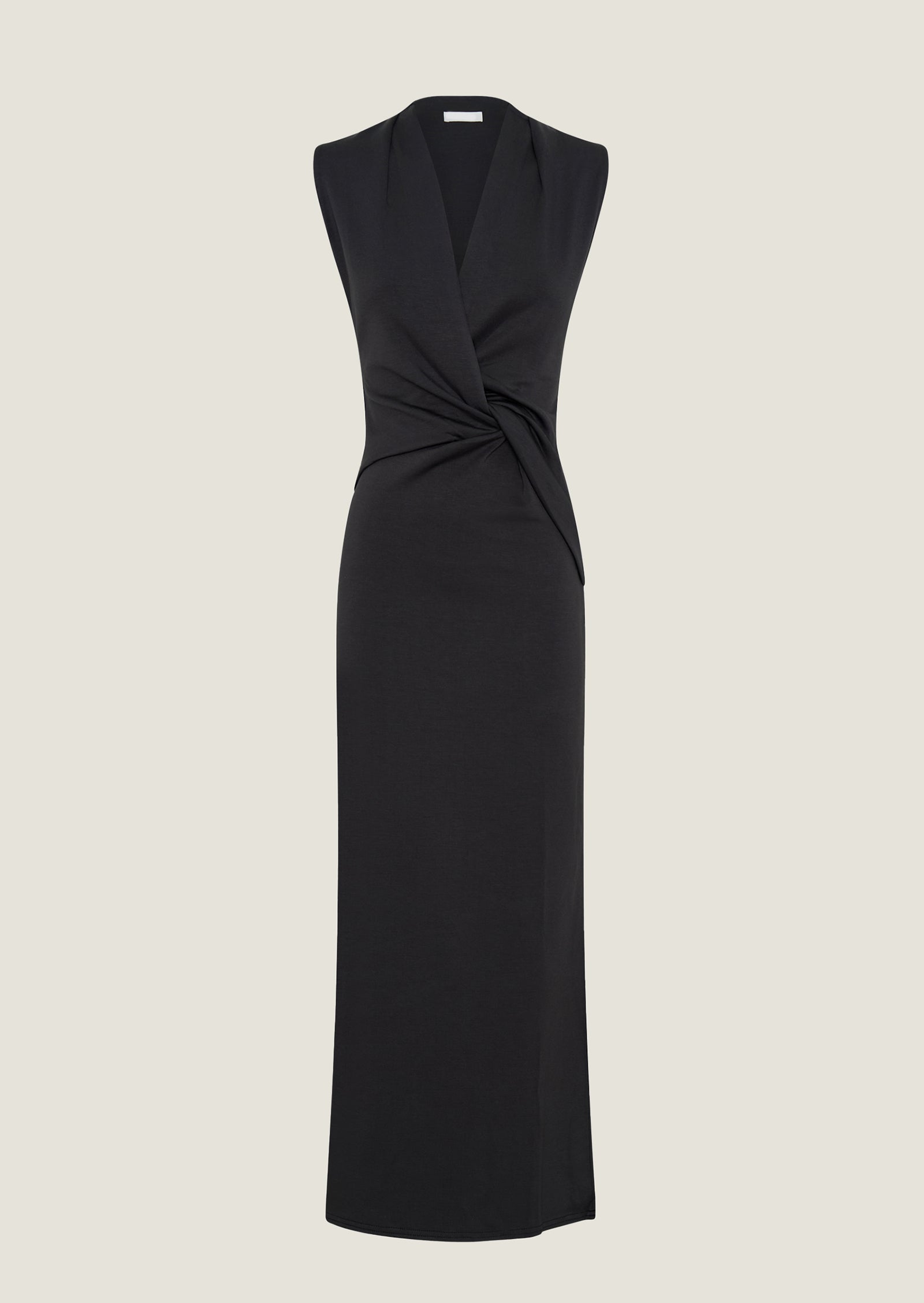 V Neck Crepe Twist Maxi Dress