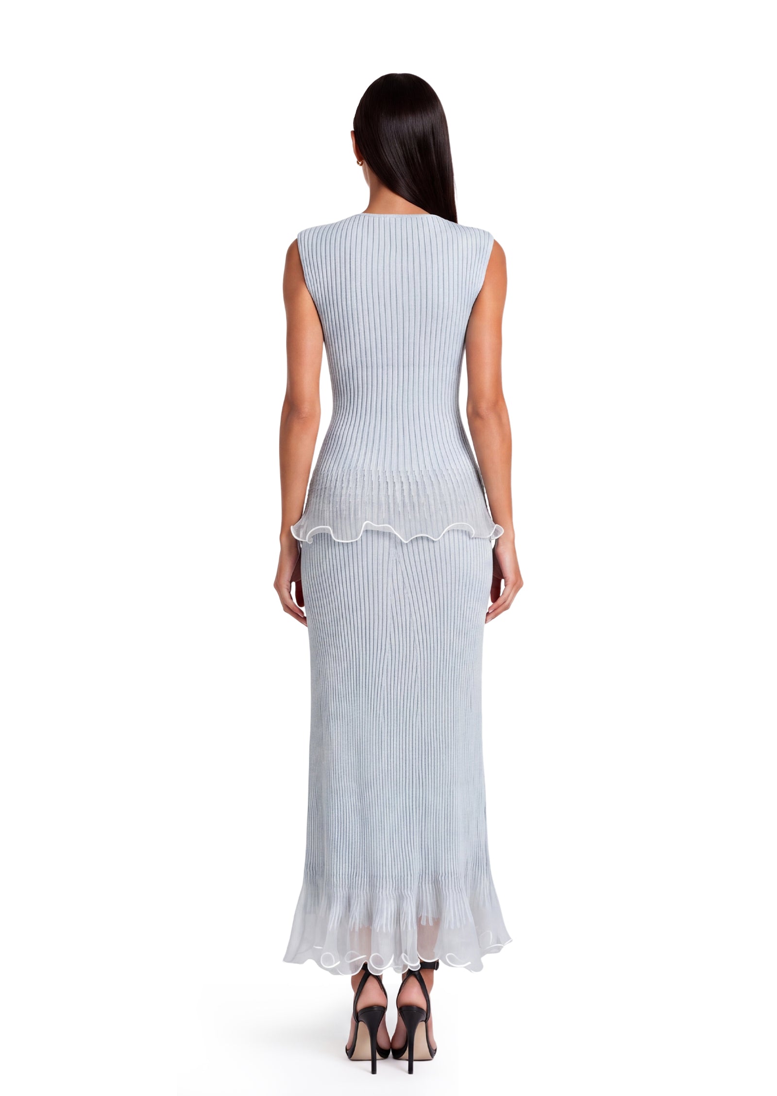Midikleid in A-Linie mit Blumenmuster und Laternenärmeln