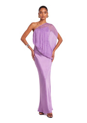 Yimin One Shoulder Satin Maxi Dress