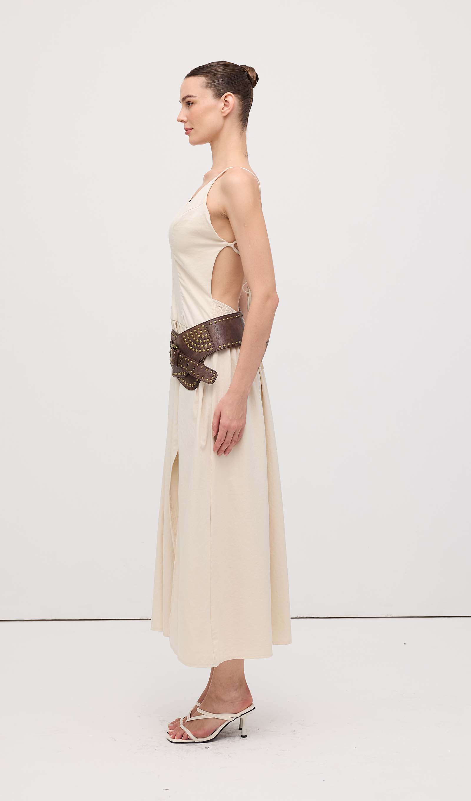 Midikleid in A-Linie mit Blumenmuster und Laternenärmeln