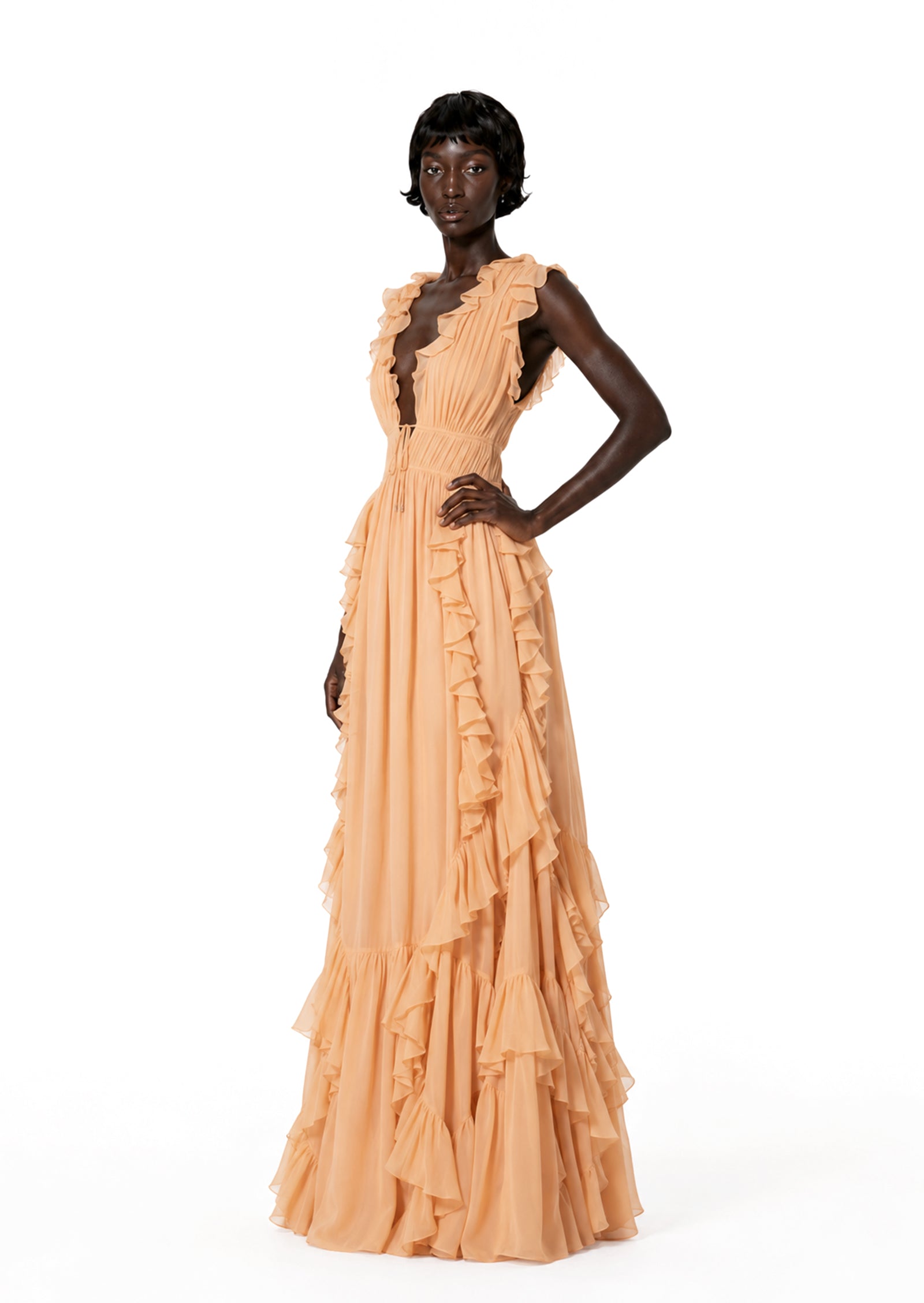 Midikleid in A-Linie mit Blumenmuster und Laternenärmeln