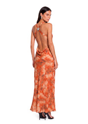 Yagil Open Back Printed Maxi Dress In Red