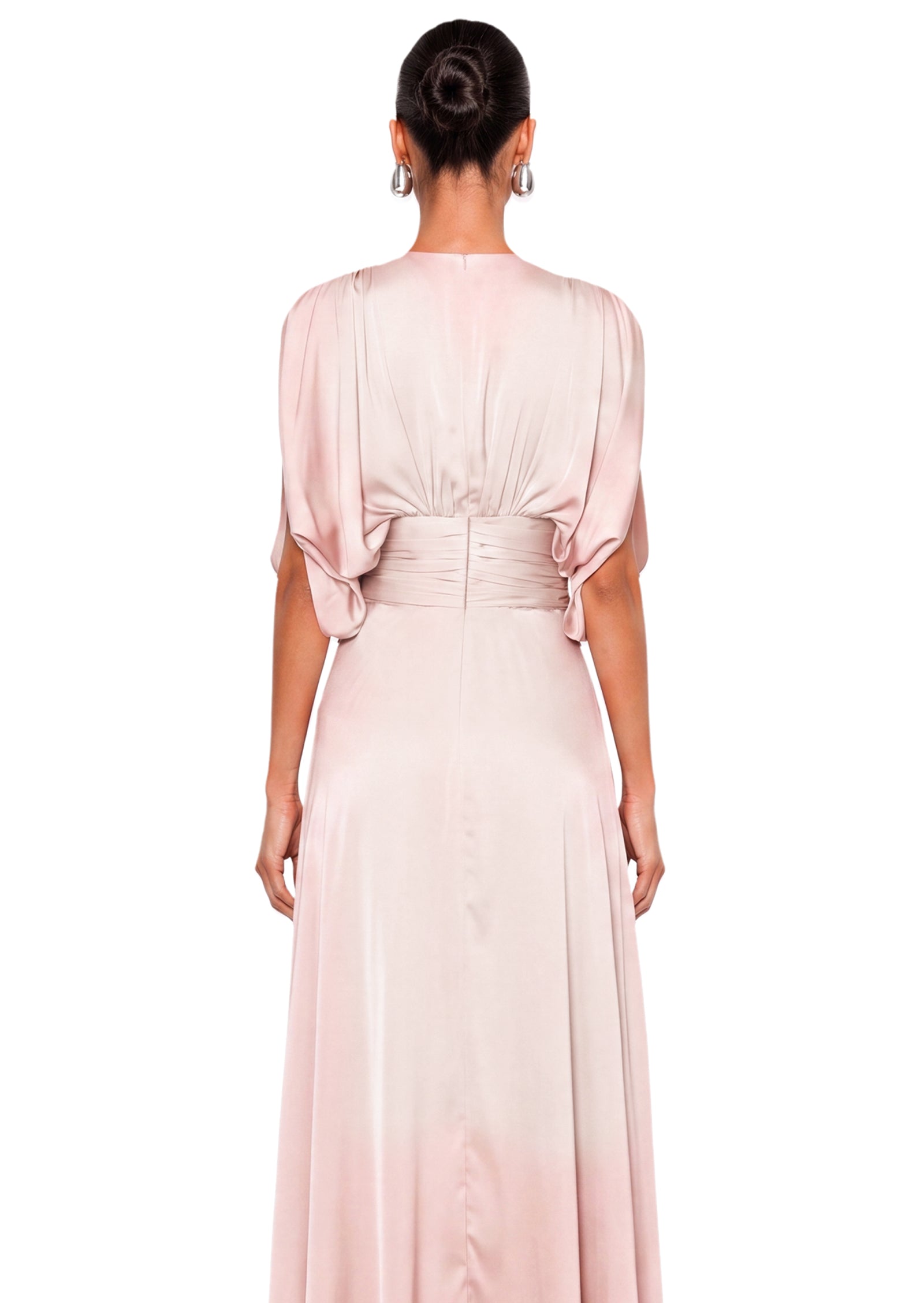 Jacobien Satin Midi Dress In Pink