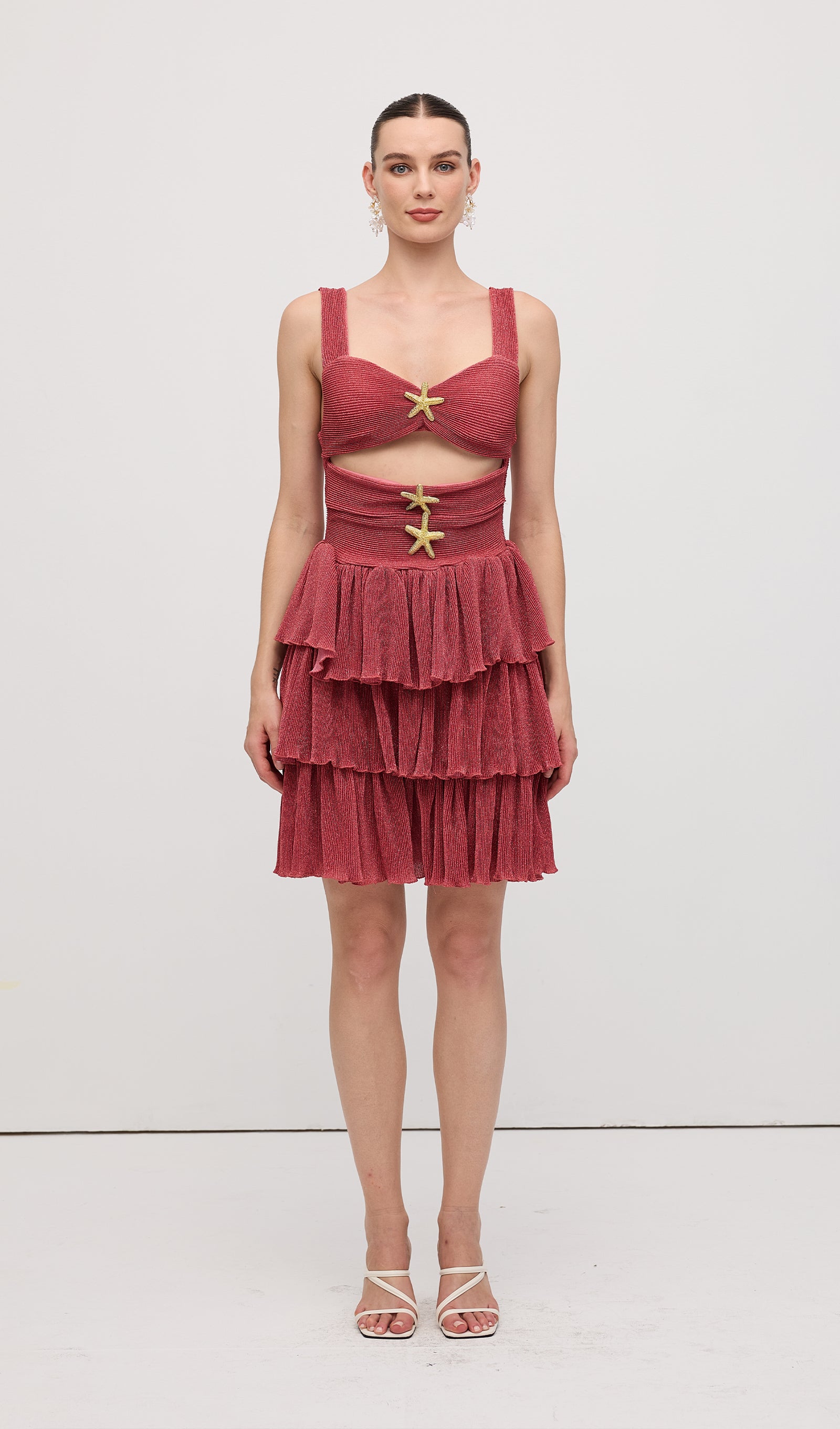 Midikleid in A-Linie mit Blumenmuster und Laternenärmeln