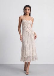 Midikleid in A-Linie mit Blumenmuster und Laternenärmeln