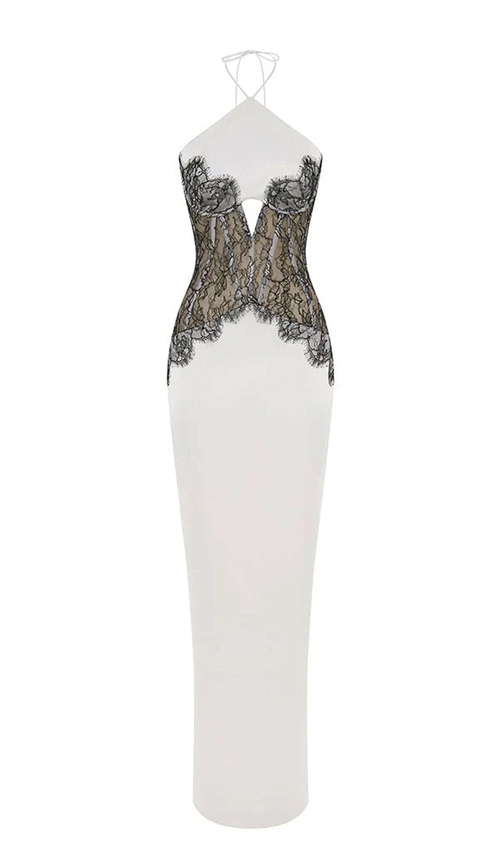 Satin And Lace Corset Maxi Dress