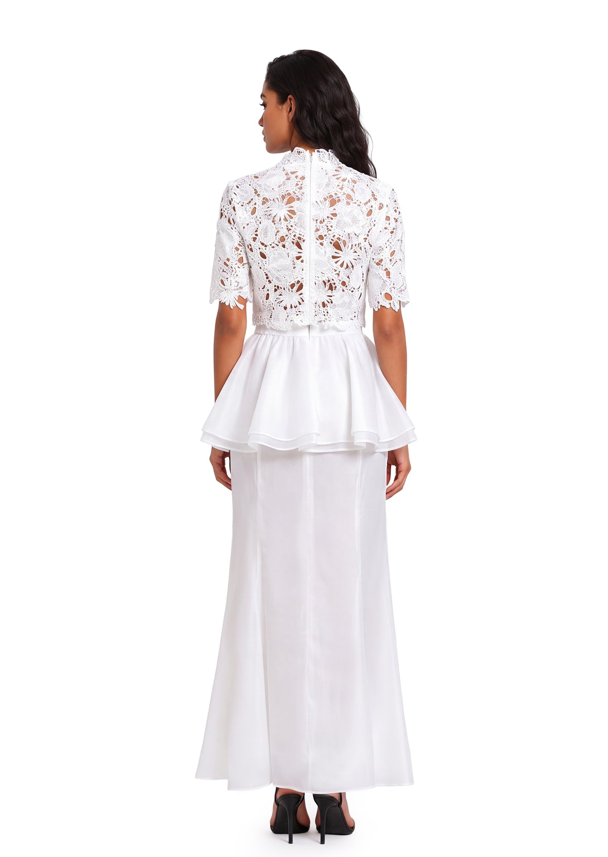 Midikleid in A-Linie mit Blumenmuster und Laternenärmeln
