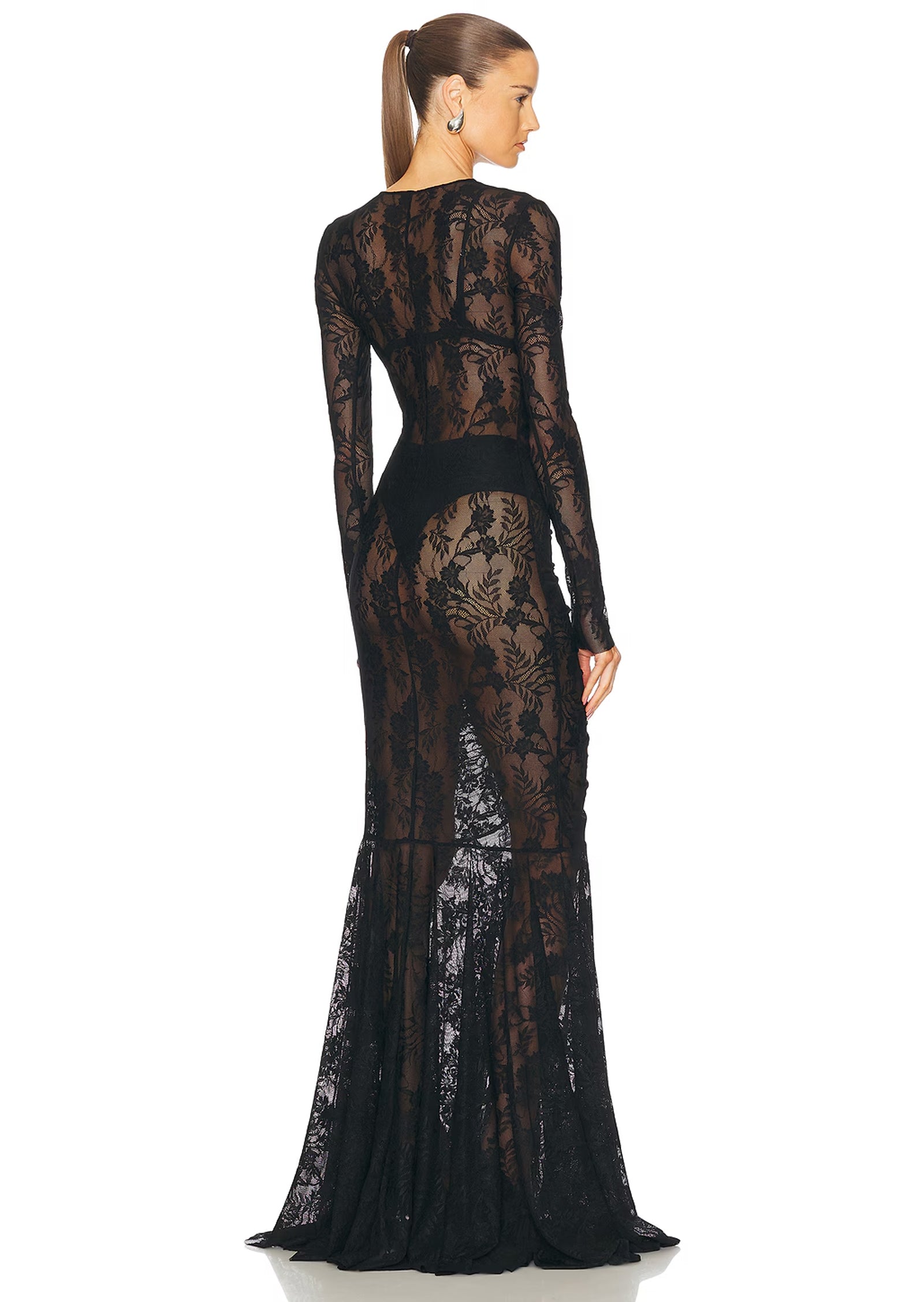 Kamali Sheer Lace Maxi Dress In Black
