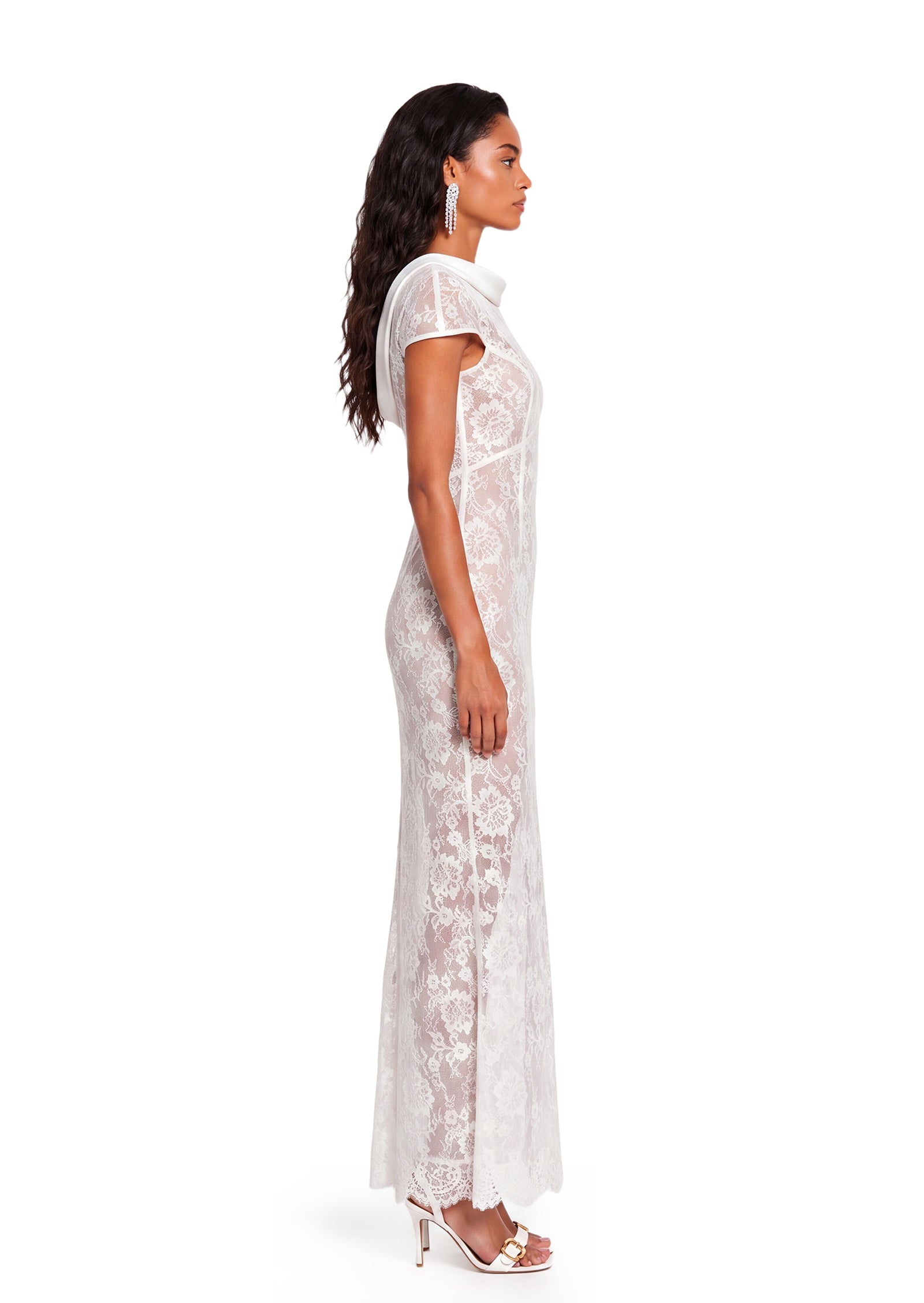 Zalor Short Sleeved Lace Maxi Dress In White