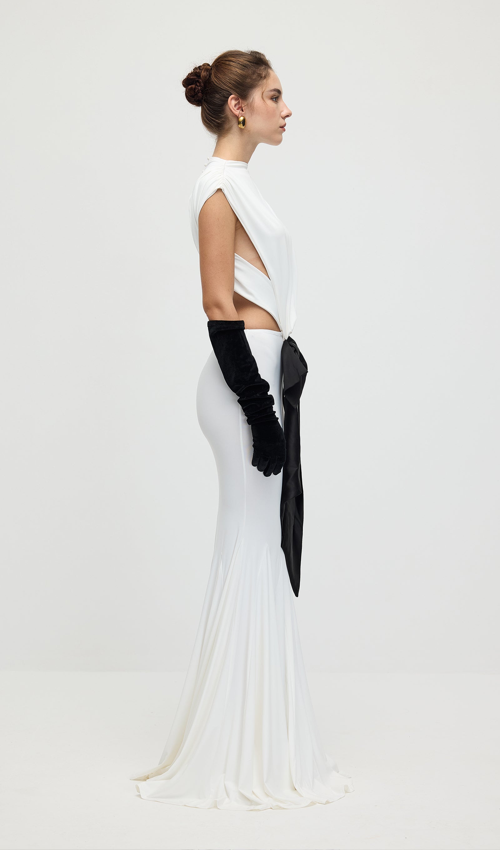 Midikleid in A-Linie mit Blumenmuster und Laternenärmeln