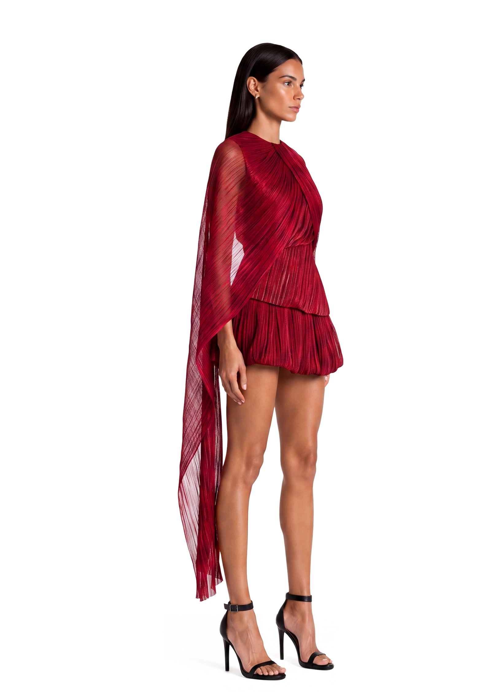 Midikleid in A-Linie mit Blumenmuster und Laternenärmeln