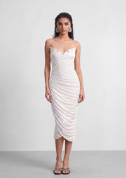 Midikleid in A-Linie mit Blumenmuster und Laternenärmeln