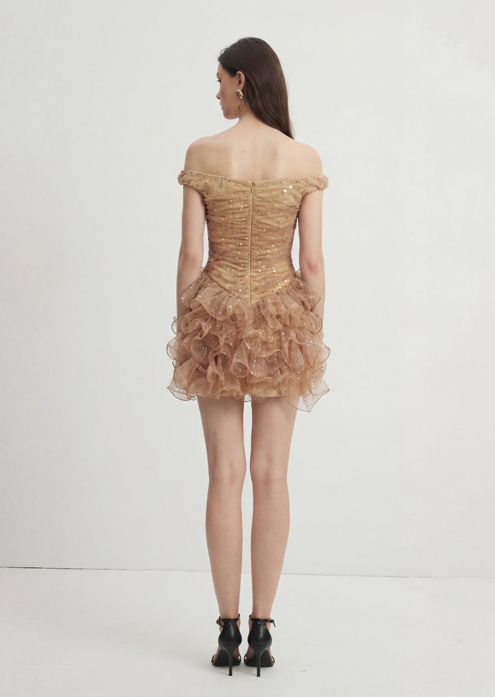 Midikleid in A-Linie mit Blumenmuster und Laternenärmeln