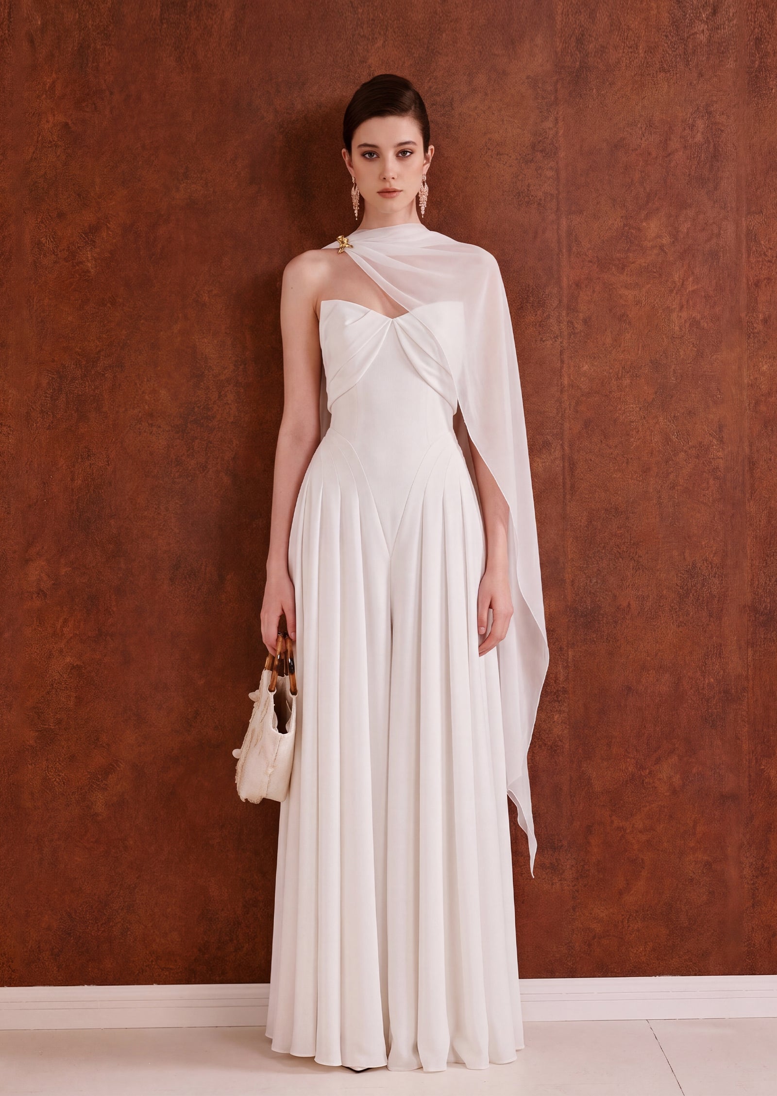 Midikleid in A-Linie mit Blumenmuster und Laternenärmeln