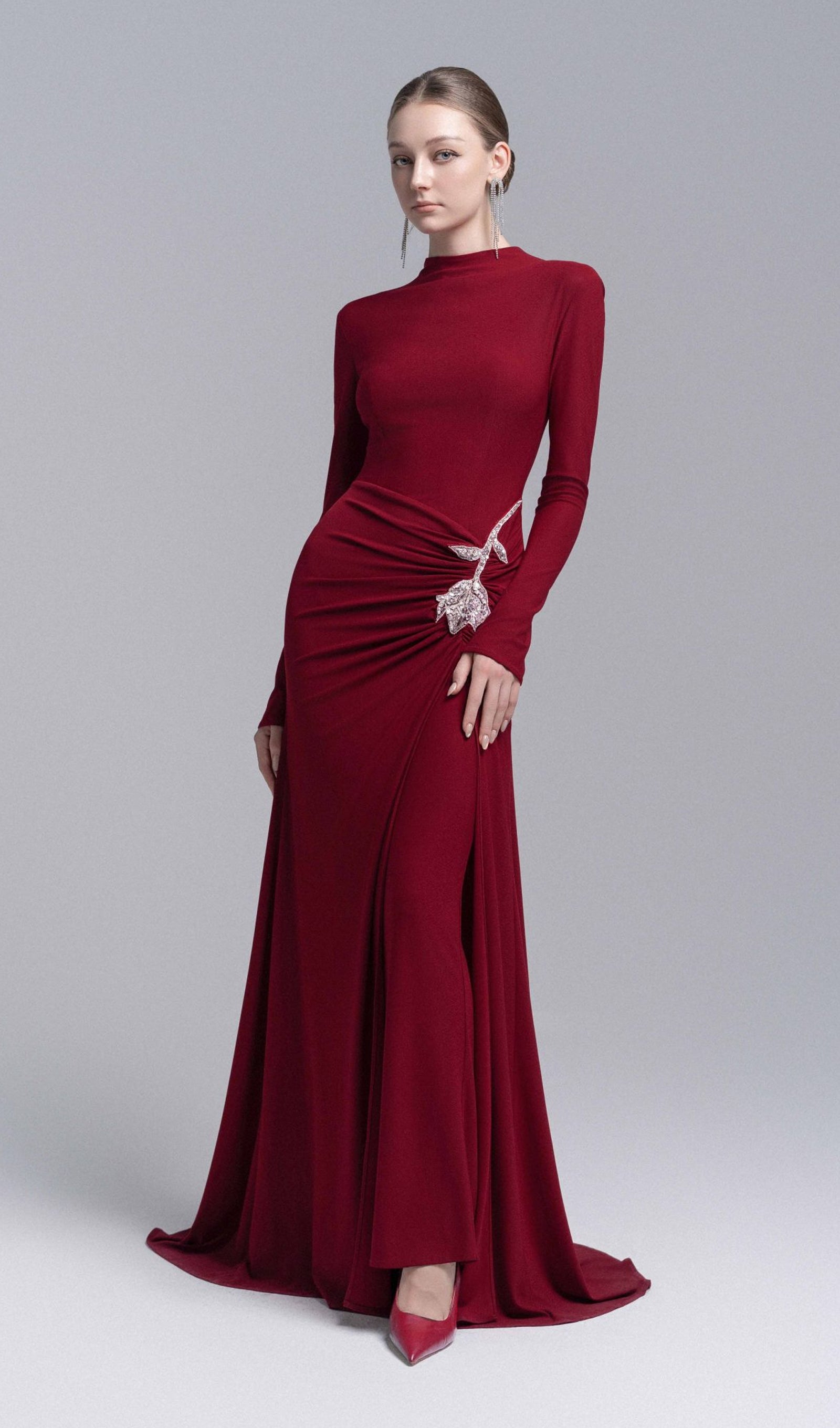 Bodice Mermaid Maxi Dress In Red