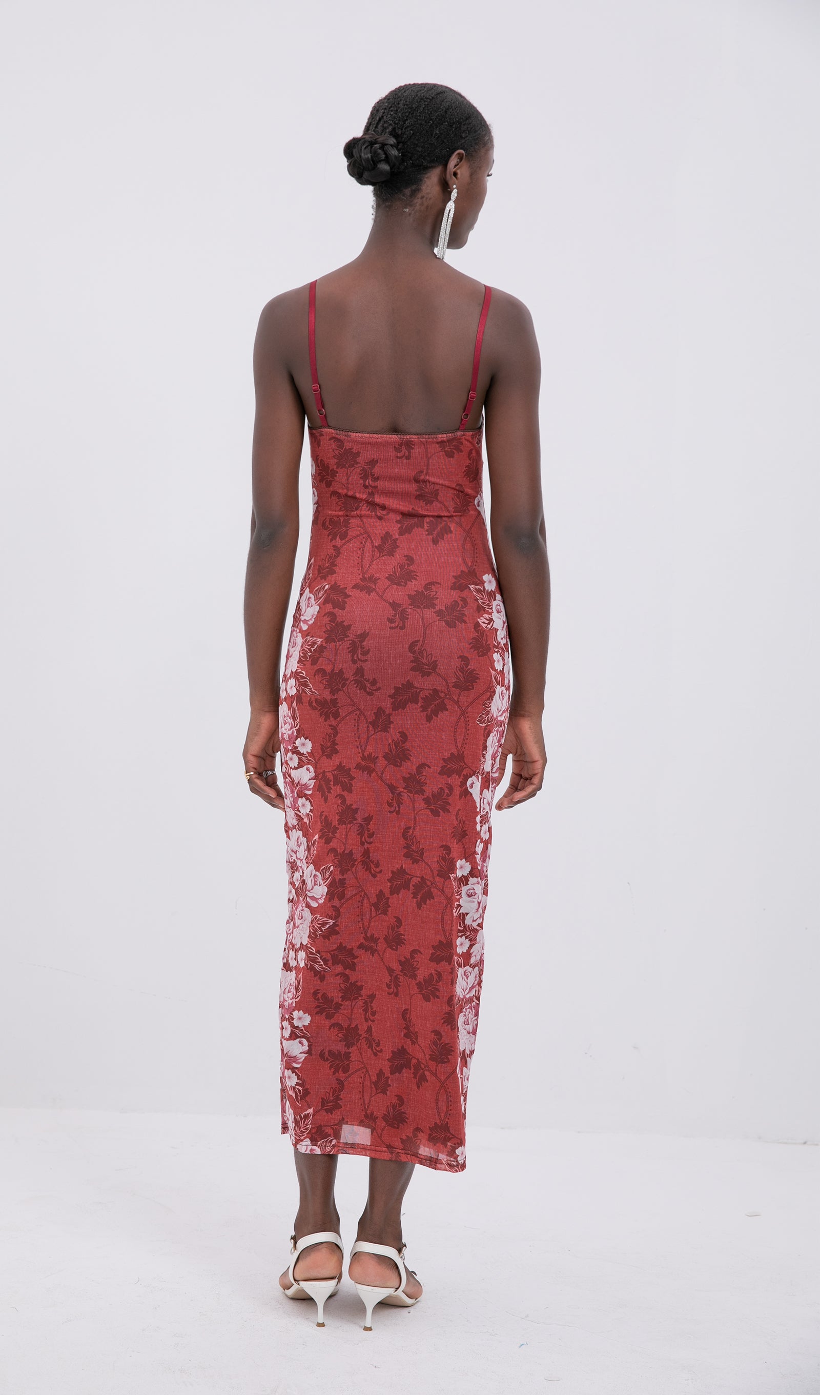 Trendy Floral Rose Stripe Maxi Dress