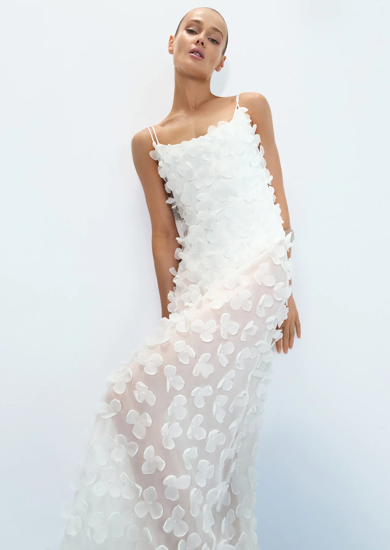 Midikleid in A-Linie mit Blumenmuster und Laternenärmeln