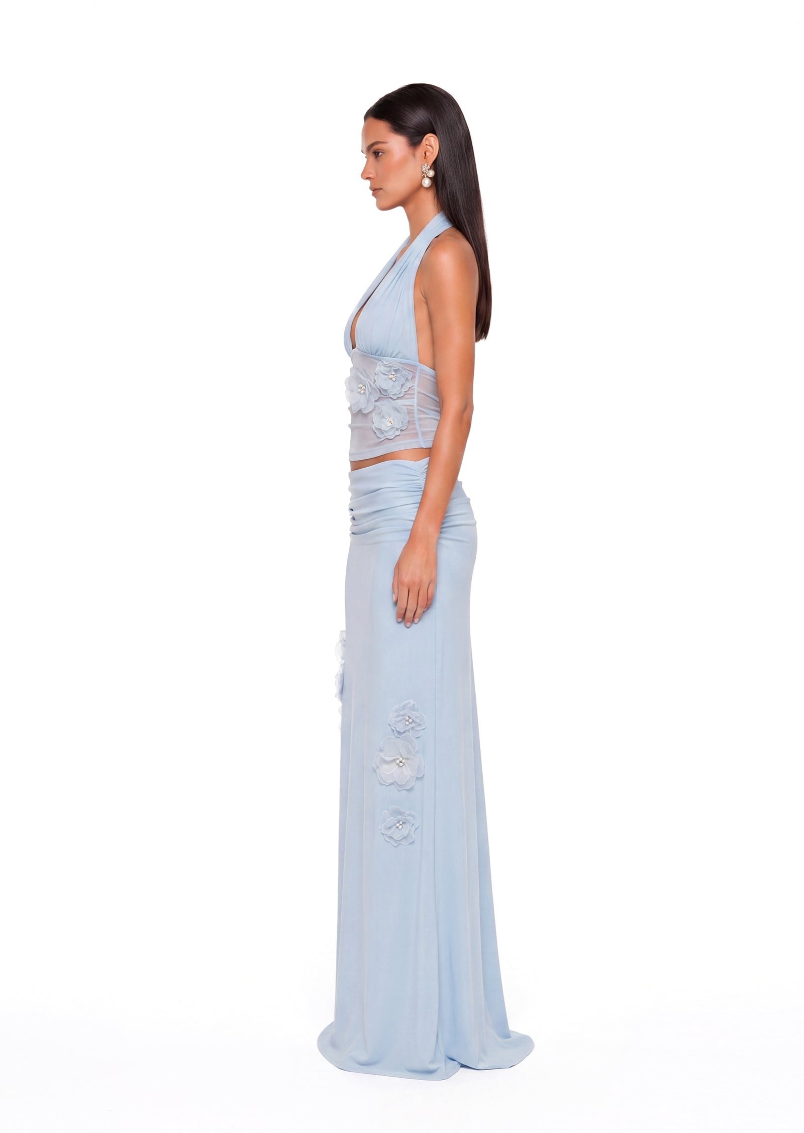 Jacarra Halter Top & Maxi Pleated Skirt Set