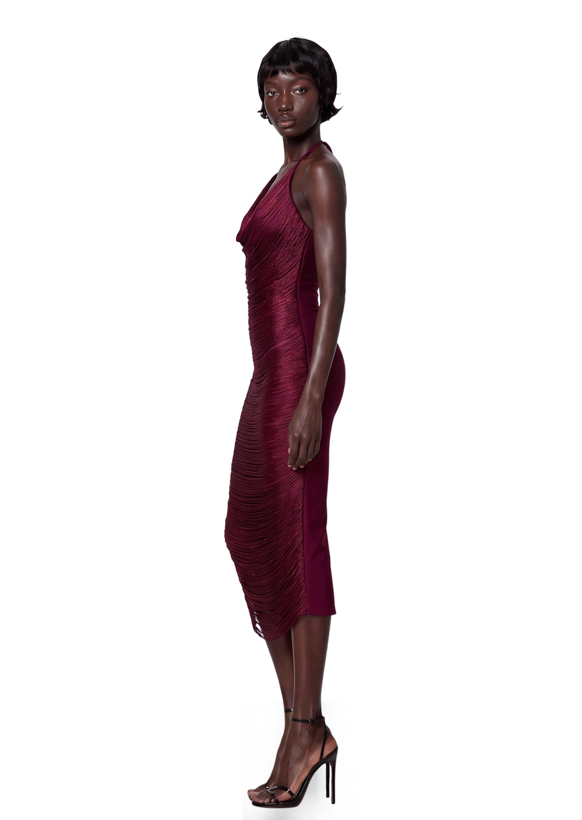 Midikleid in A-Linie mit Blumenmuster und Laternenärmeln