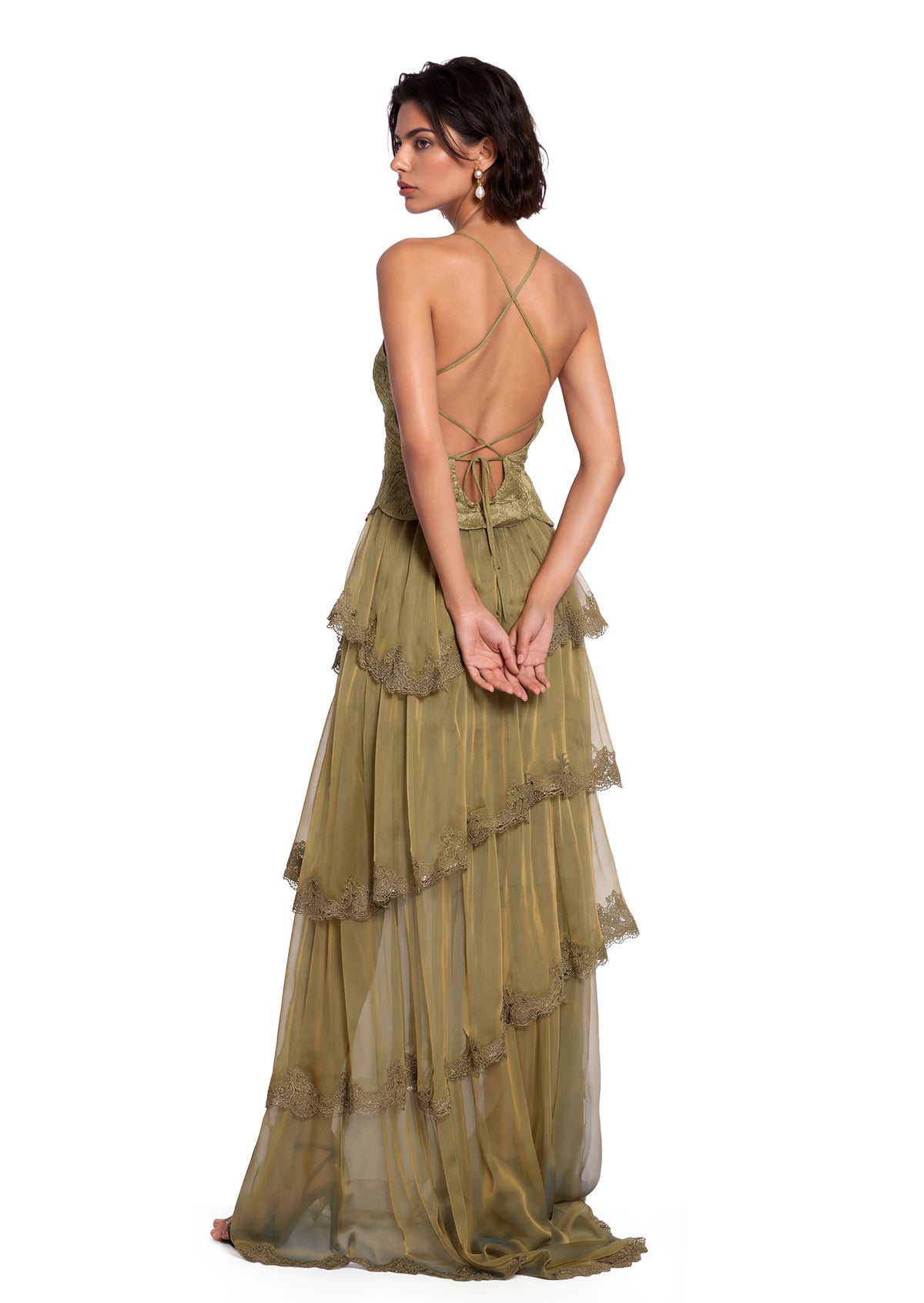 Zara Open Back Sequin Lace Maxi Dress