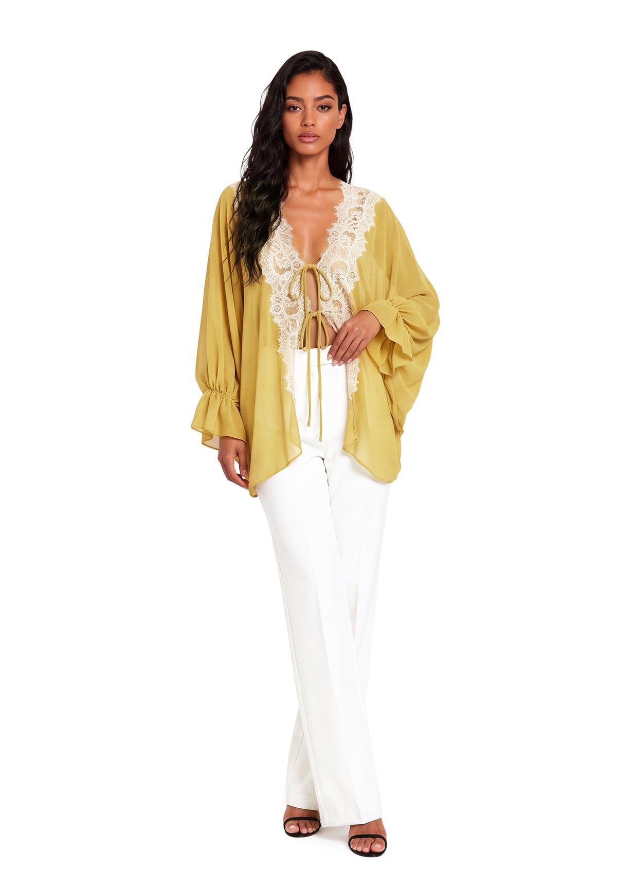 Kader Sheer Lace Top In Yellow
