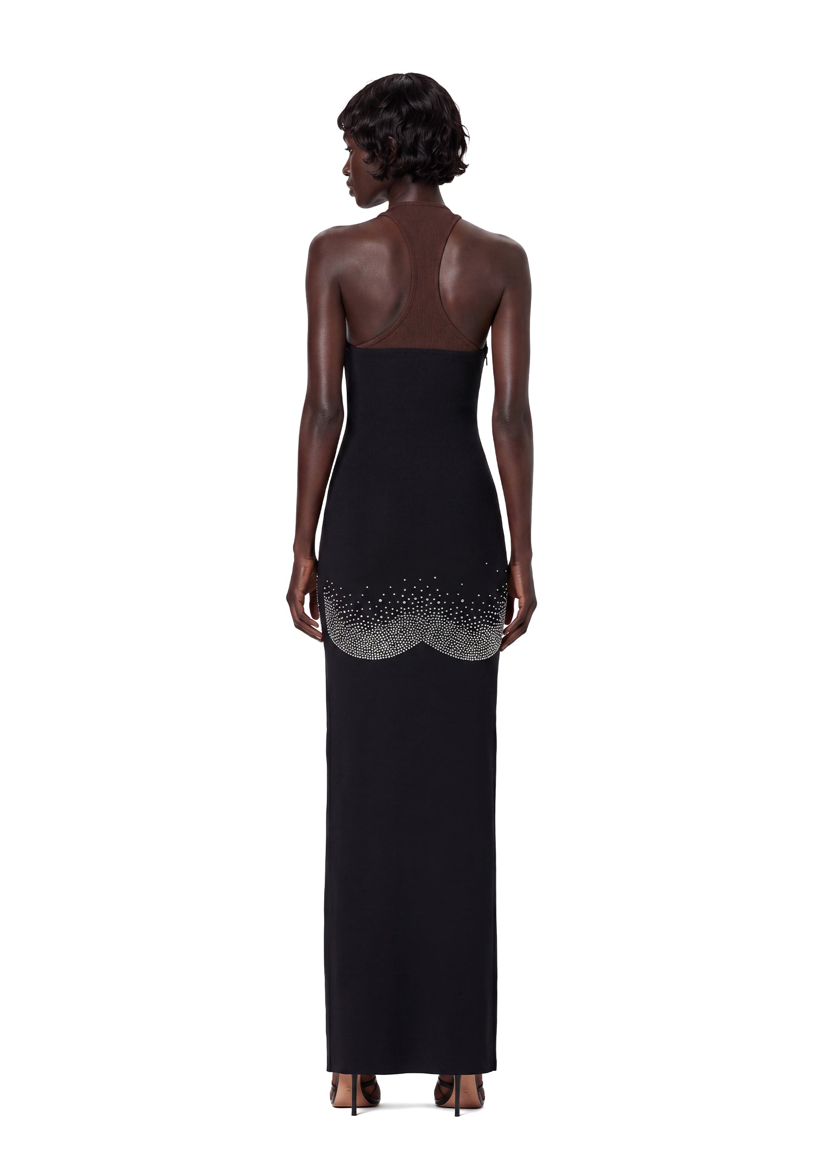 Baylor Crystal Mesh Insert Maxi Dress