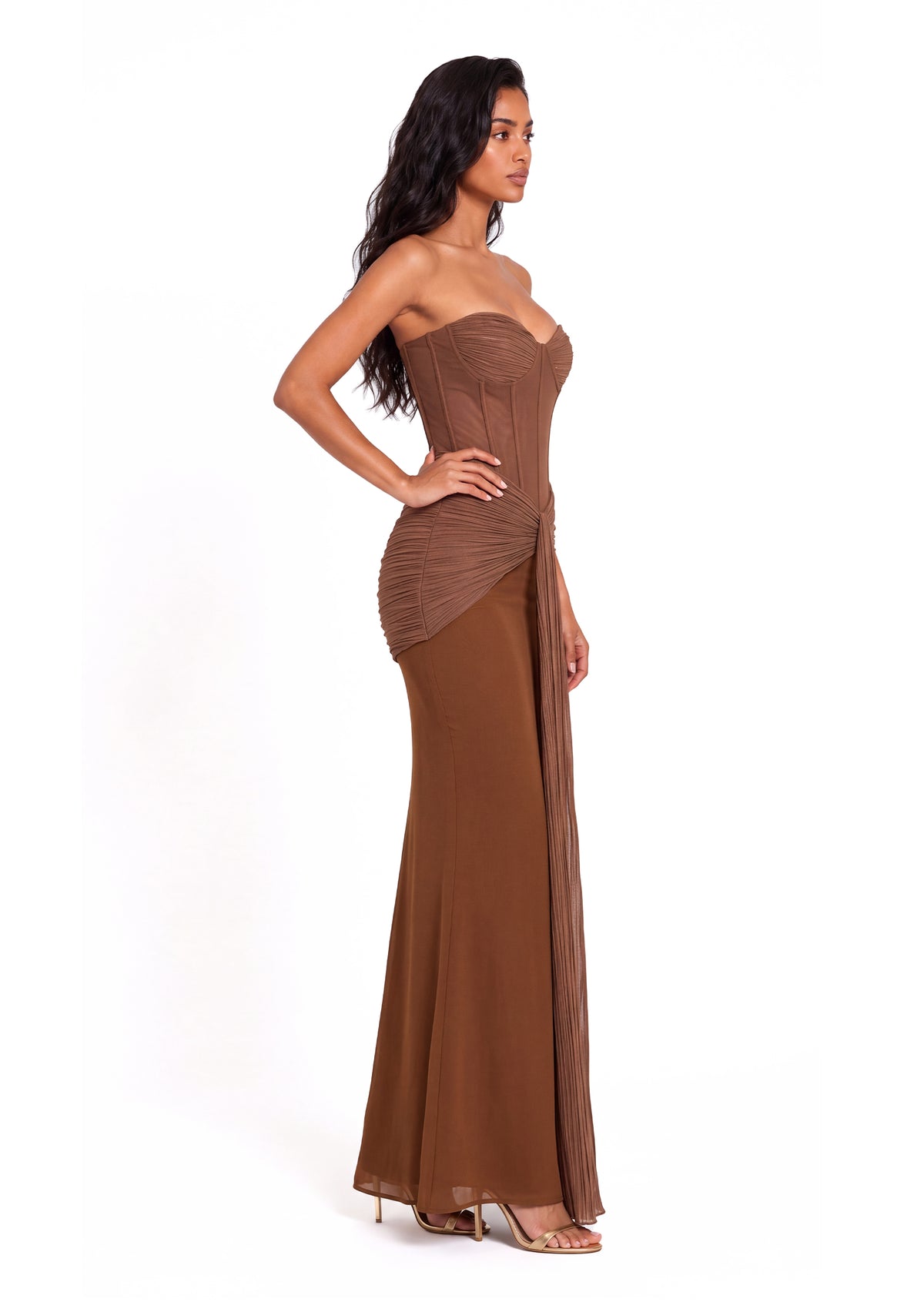 Yaniv Off The Shoulder Strapless Maxi Dress