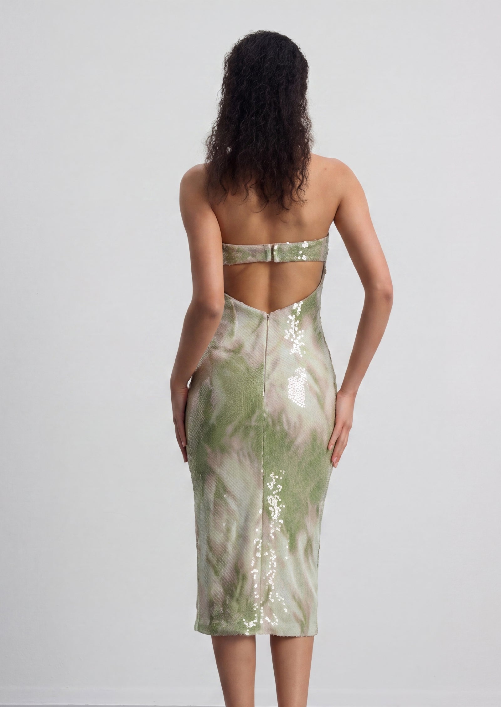 Adelina Strapless Sequined Midi Dress