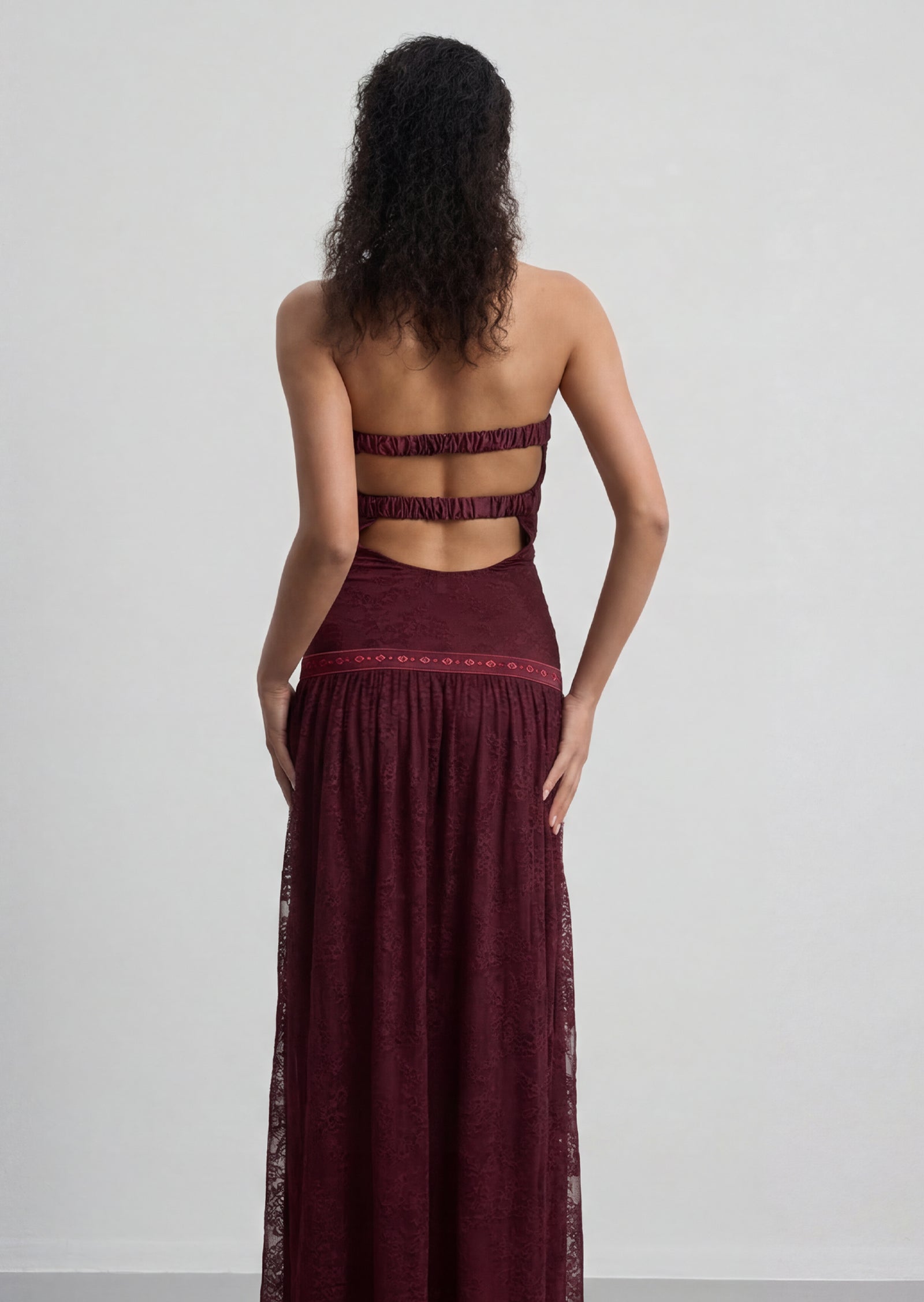 Midikleid in A-Linie mit Blumenmuster und Laternenärmeln