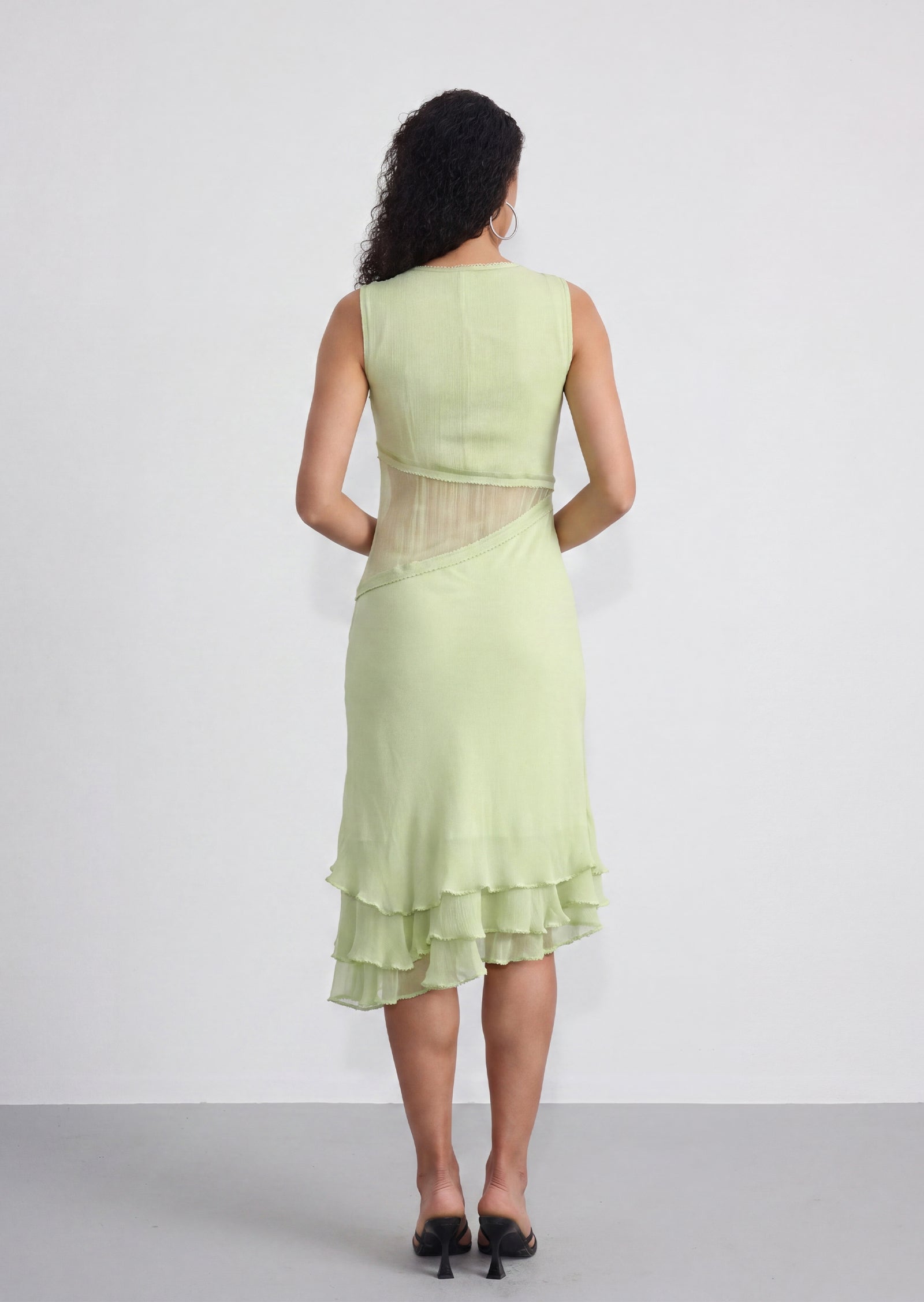 Karissa Multi-Layered Ruffle Dress In Light Green