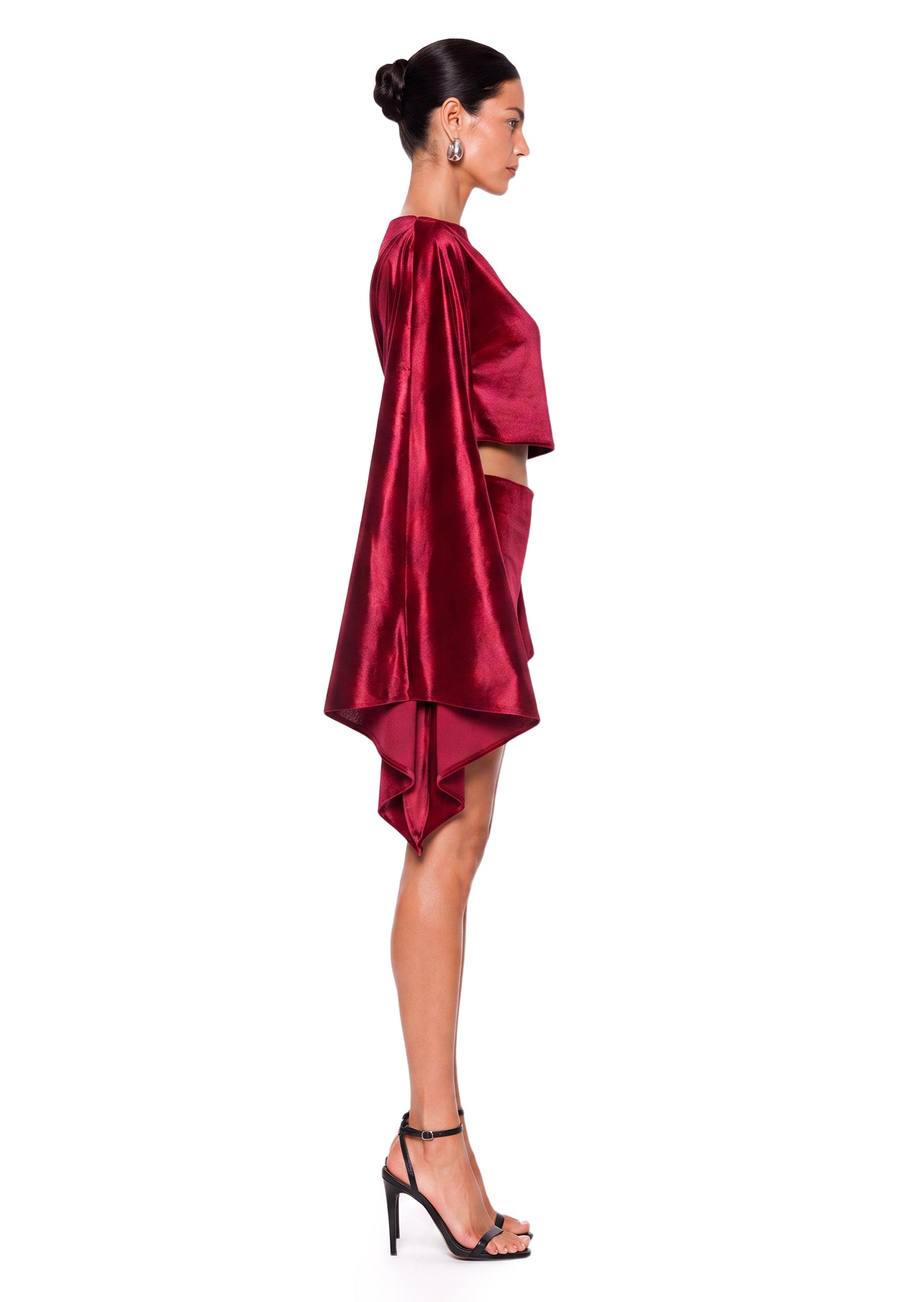 Midikleid in A-Linie mit Blumenmuster und Laternenärmeln