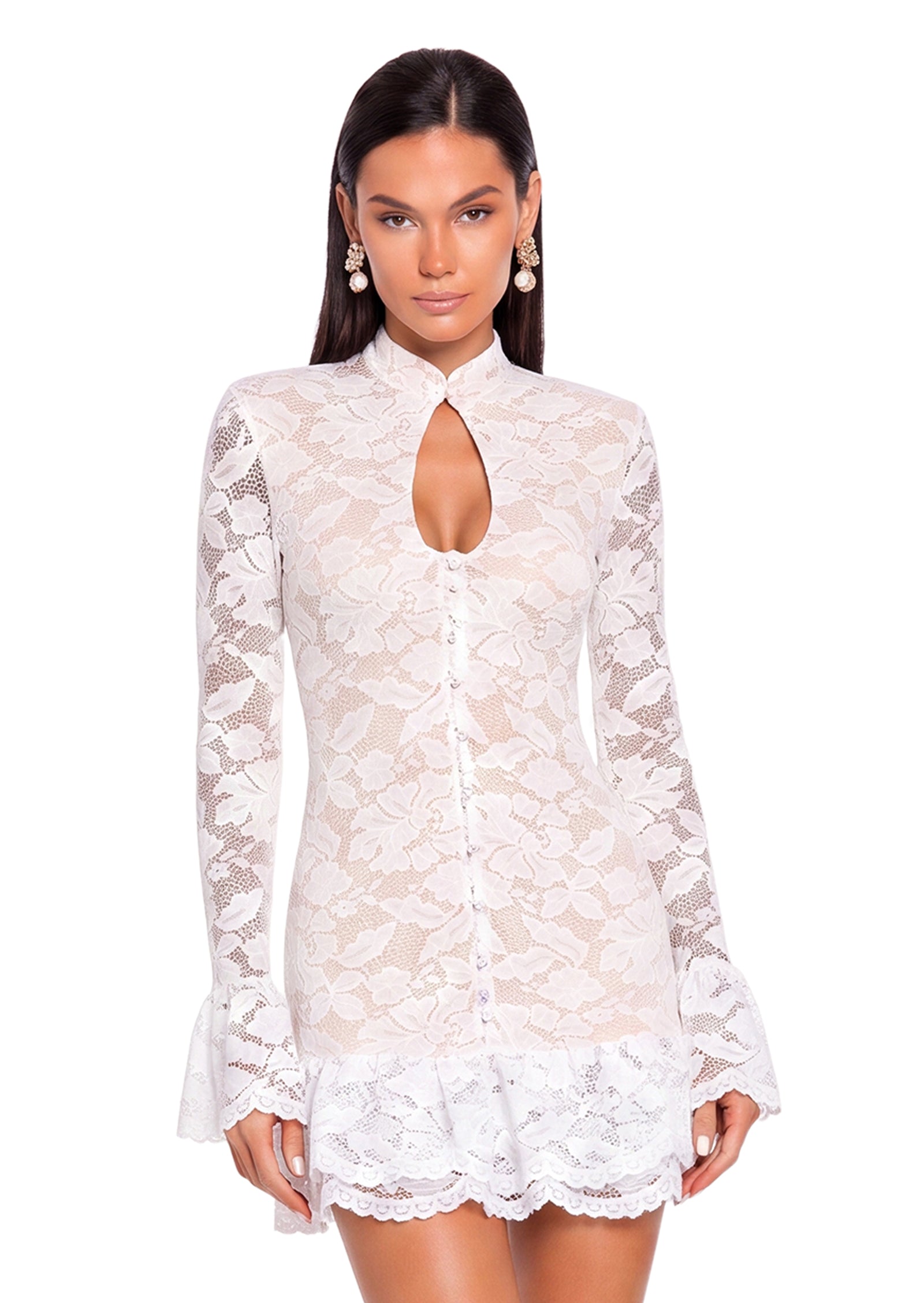 Baeddan Lace Mini Dress In White
