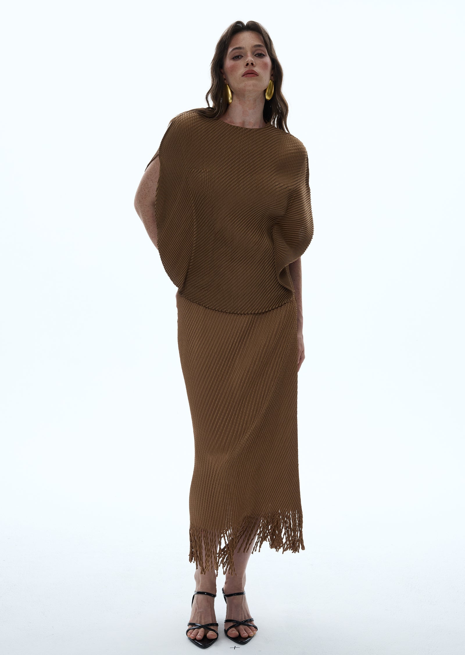 Midikleid in A-Linie mit Blumenmuster und Laternenärmeln