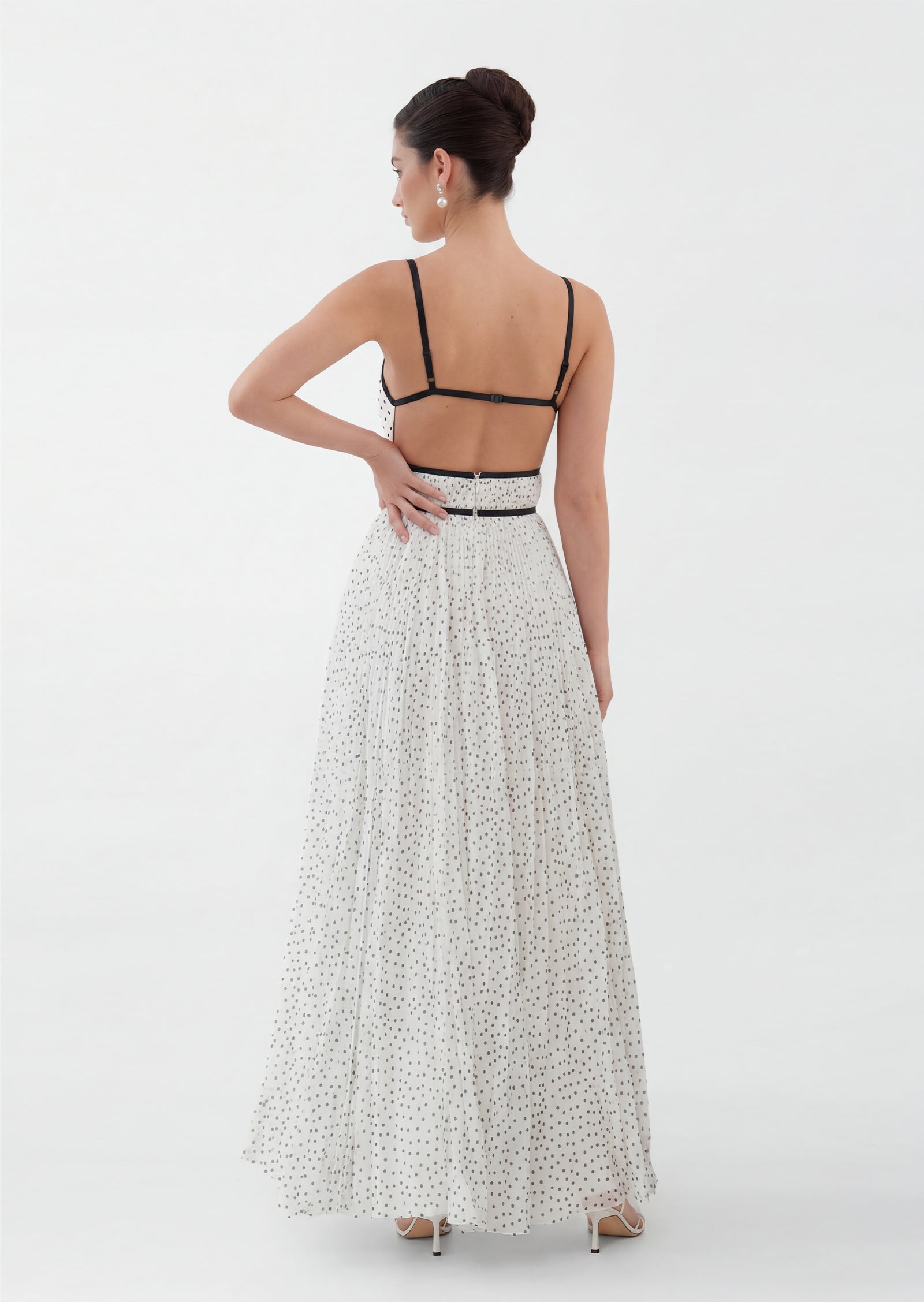 Miaka Pleated Maxi Dress In Polka Dot