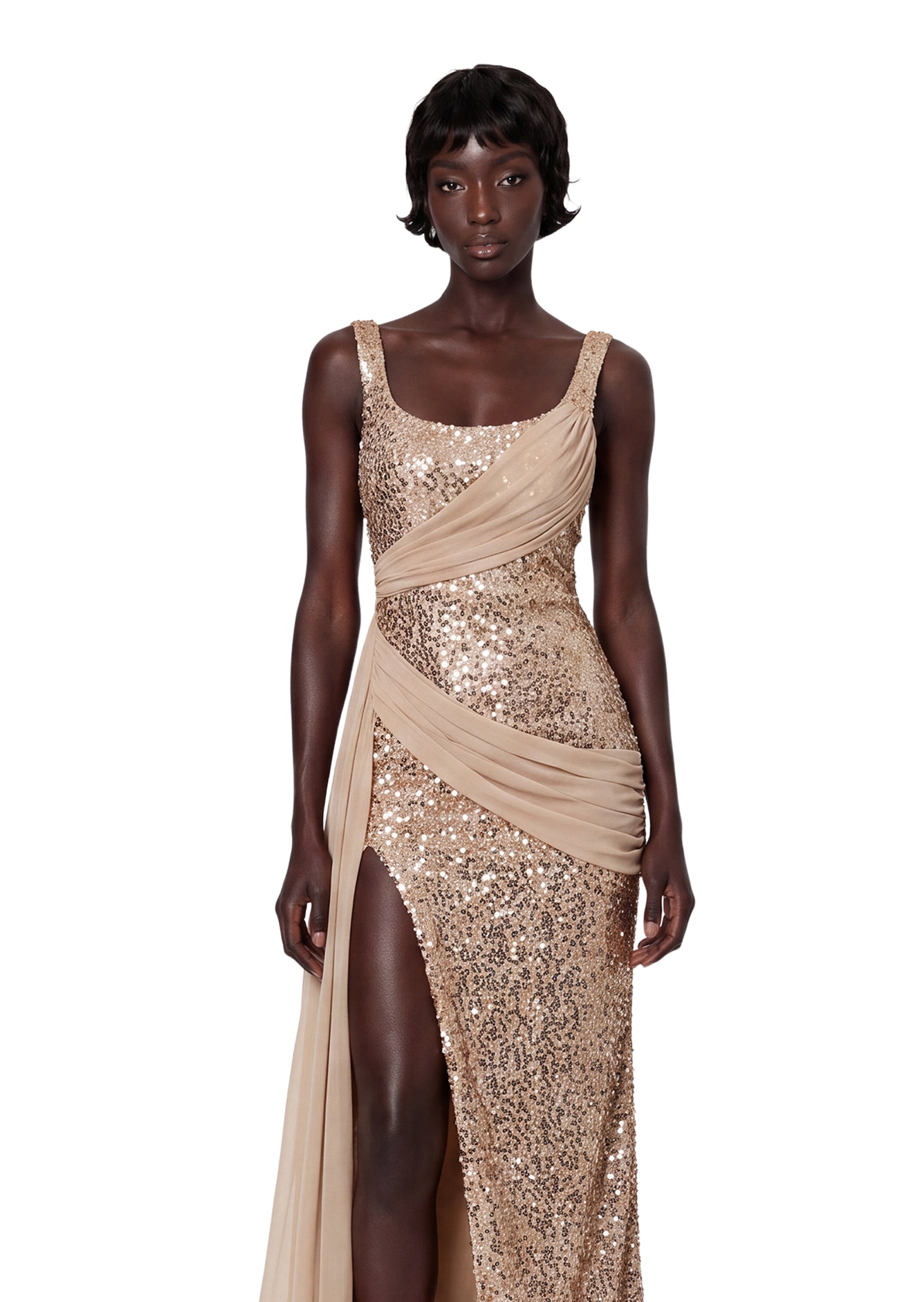 Beau Sequined Slit Maxi Dress