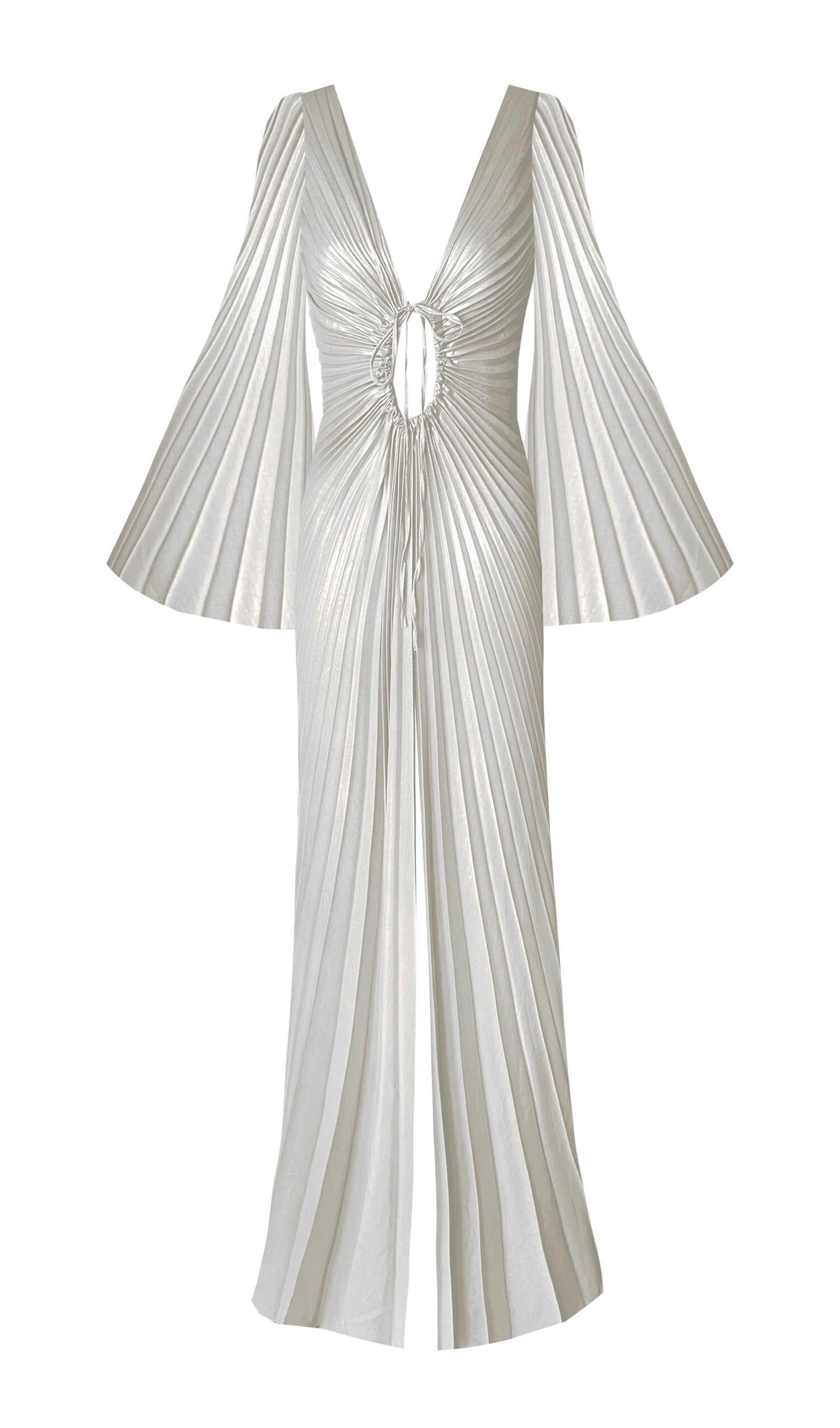 Metallic Pleated Maxi Dress
