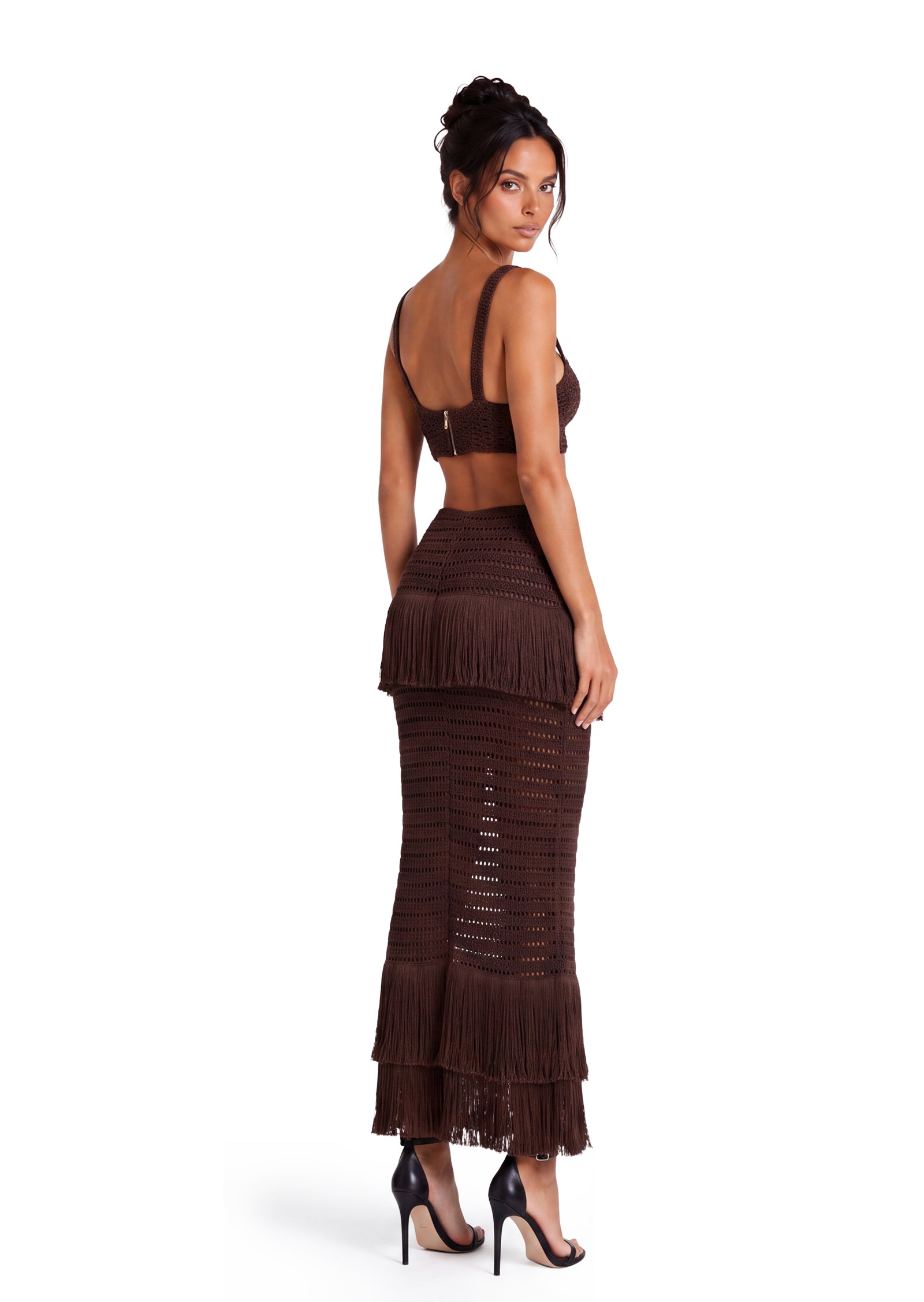 Gage Short Top & Fringed Skirt Knit Set