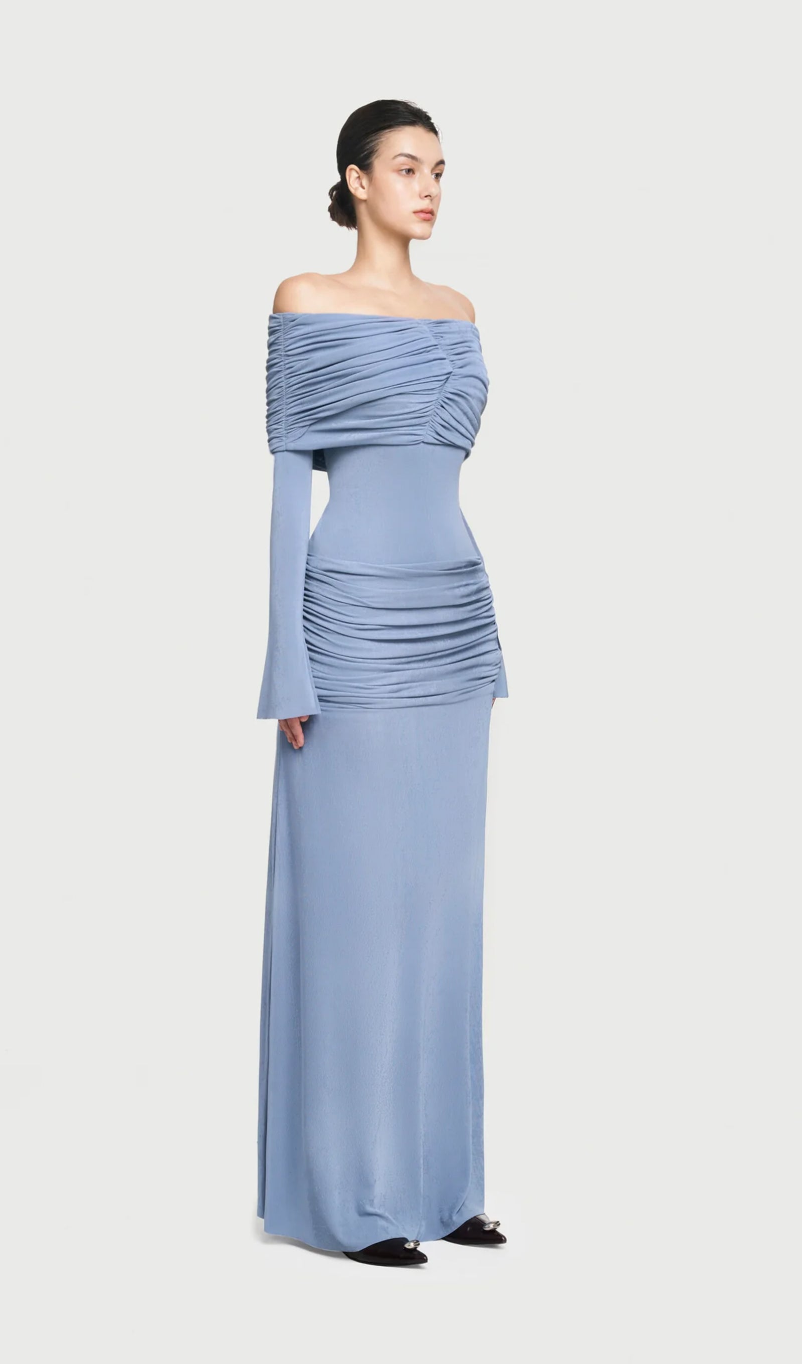 Midikleid in A-Linie mit Blumenmuster und Laternenärmeln