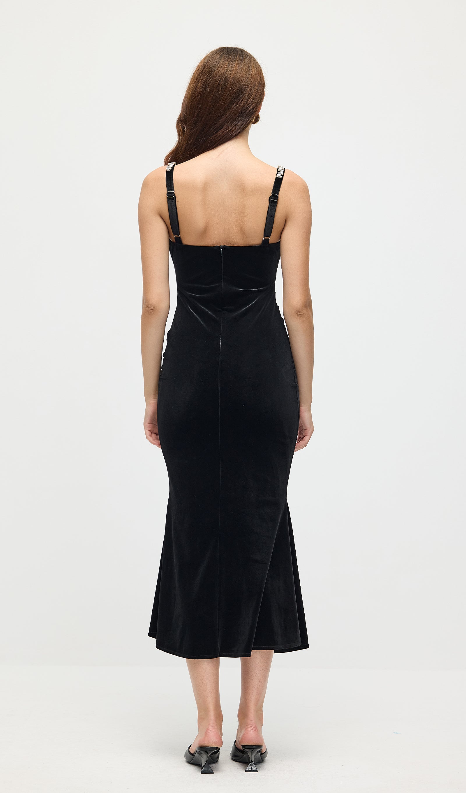 Midikleid in A-Linie mit Blumenmuster und Laternenärmeln