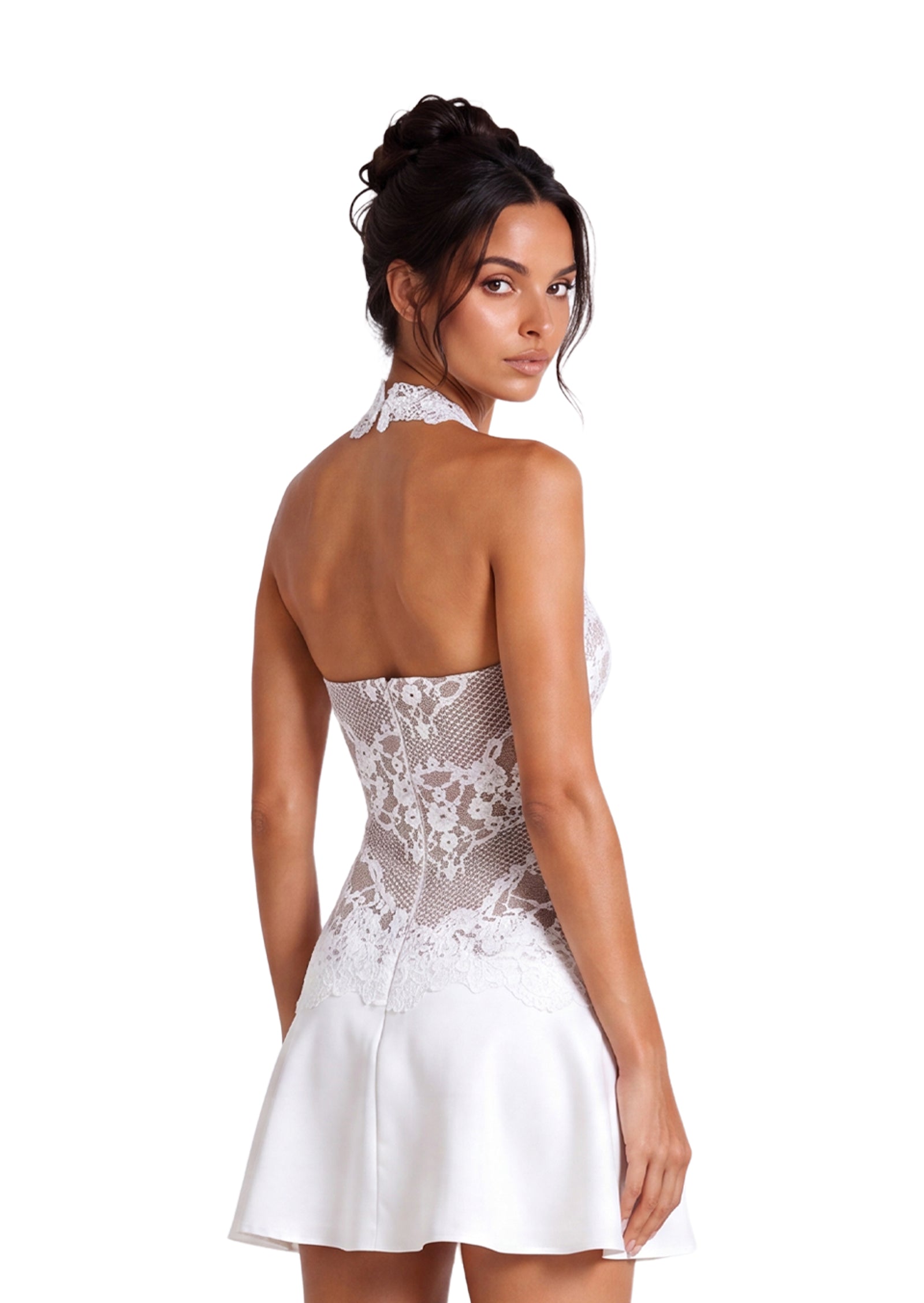 Midikleid in A-Linie mit Blumenmuster und Laternenärmeln