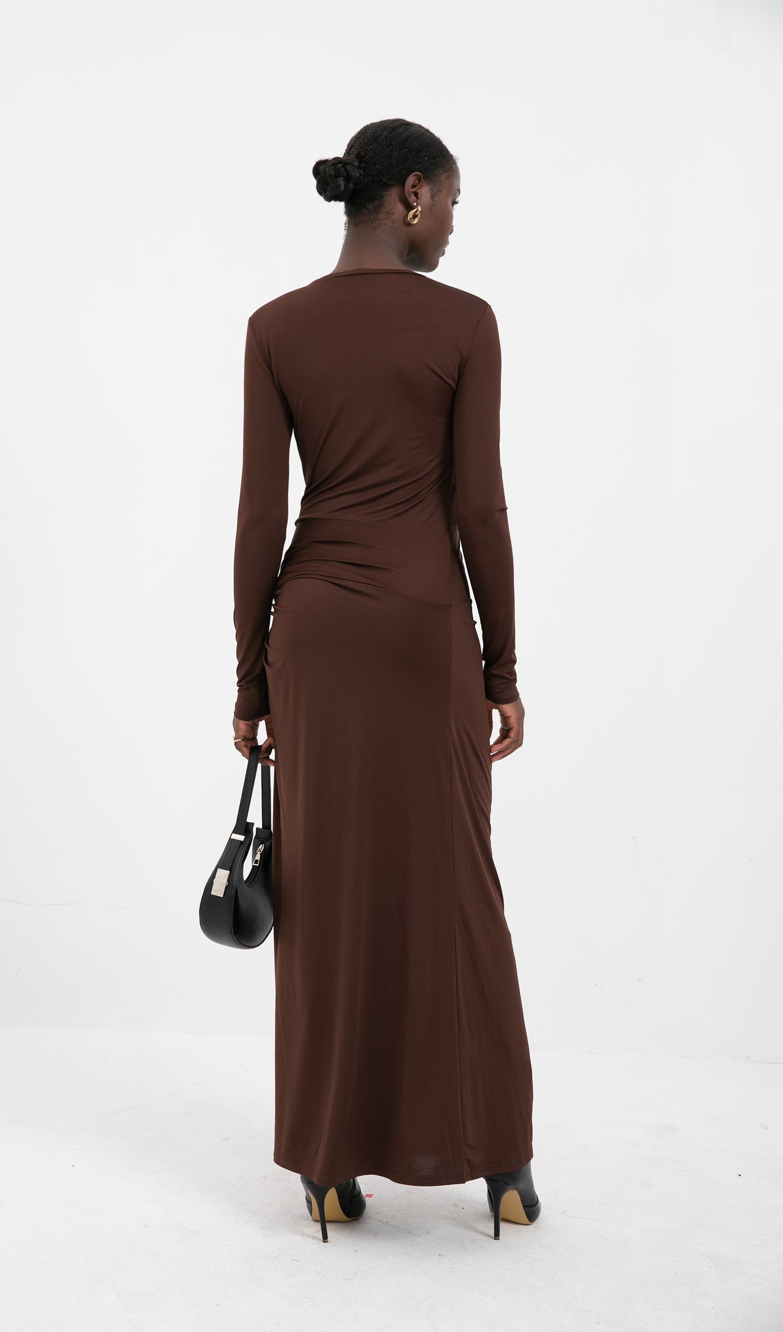 Midikleid in A-Linie mit Blumenmuster und Laternenärmeln