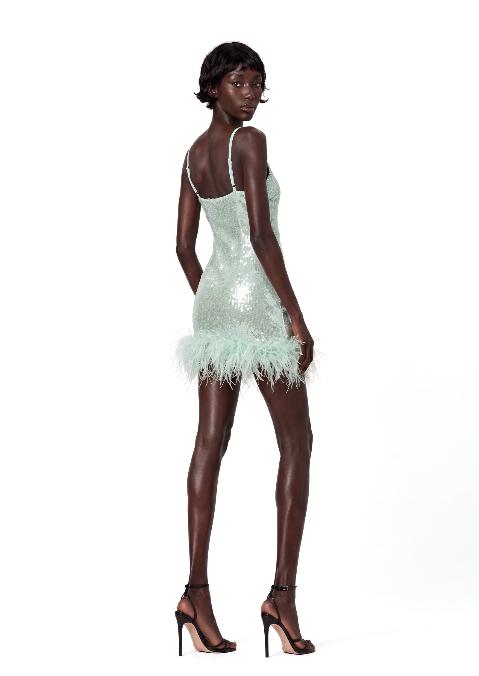 Padmavati Sequined Mini Dress In Mint Green